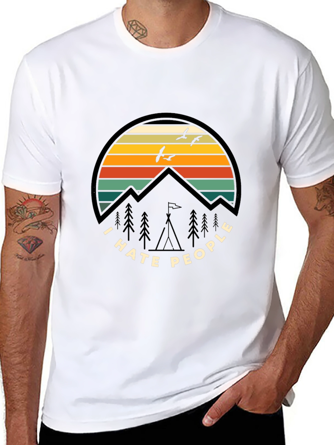 I Hate People T-Shirt - Mountain Sunset Graphic Tee