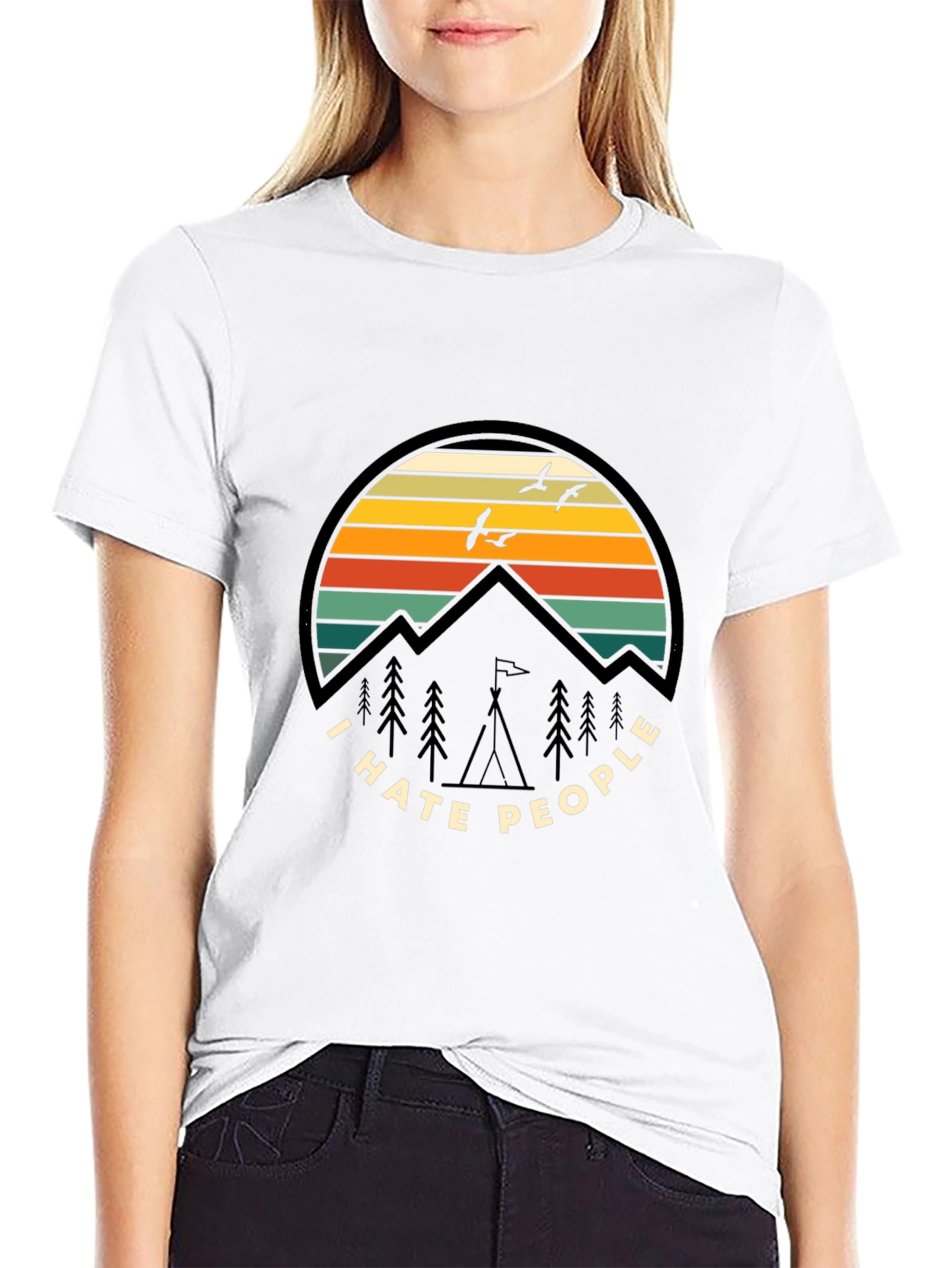 I Hate People T-Shirt - Mountain Sunset Graphic Tee
