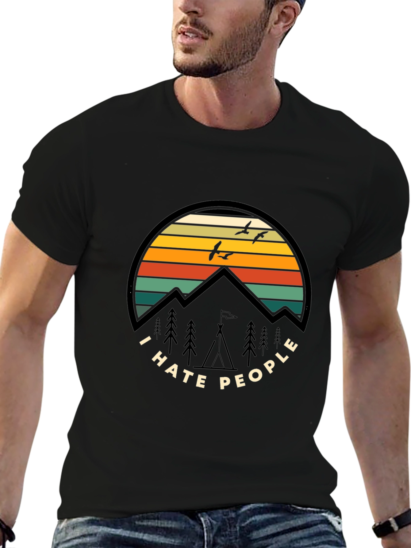 I Hate People T-Shirt - Mountain Sunset Graphic Tee