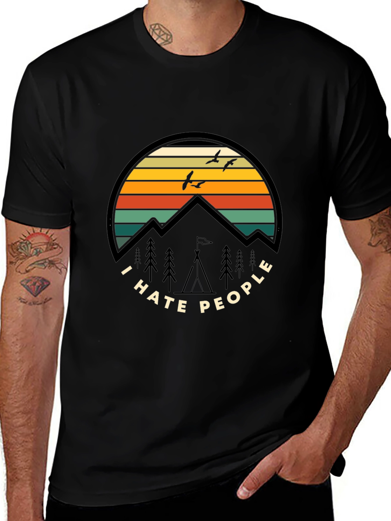 I Hate People T-Shirt - Mountain Sunset Graphic Tee