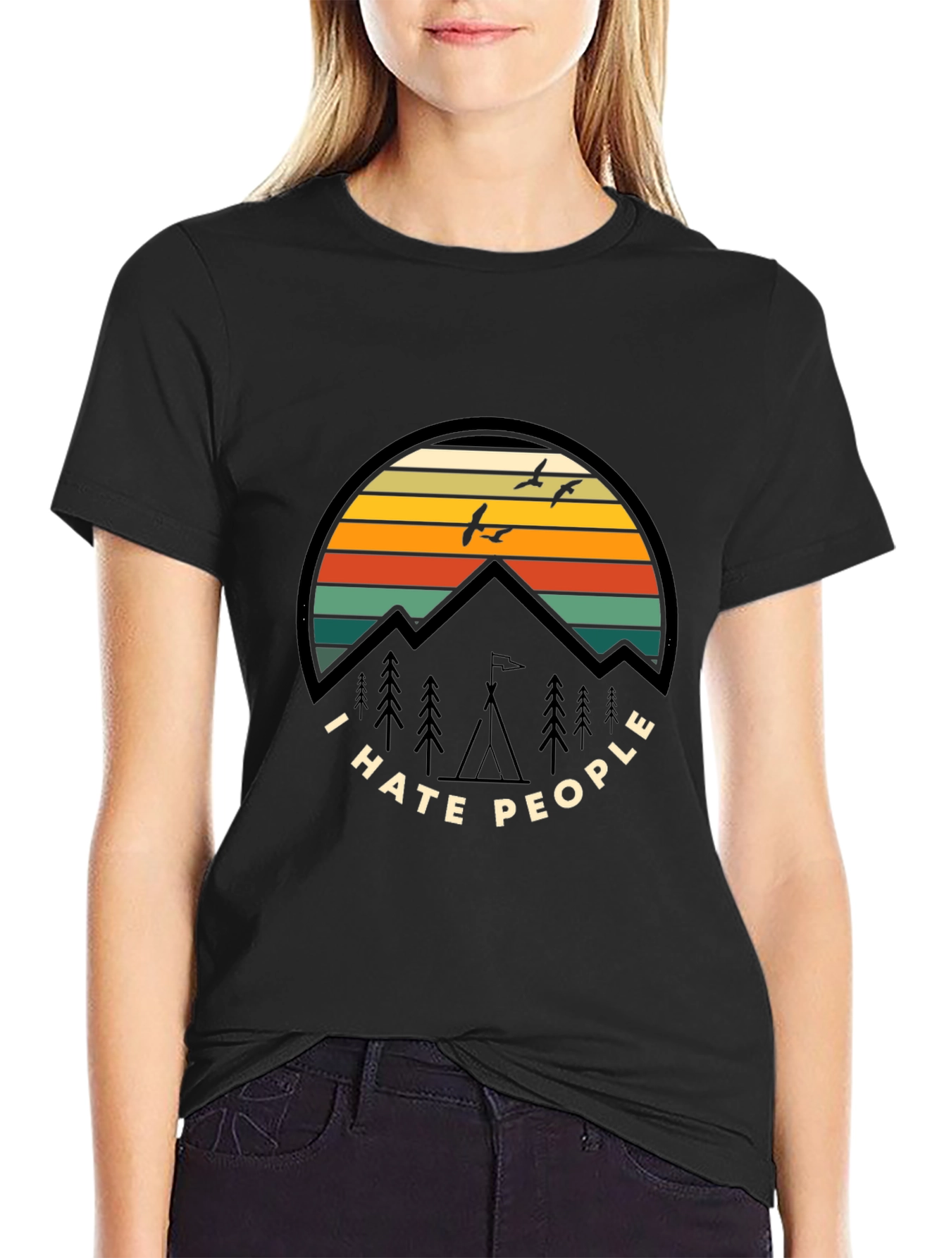 I Hate People T-Shirt - Mountain Sunset Graphic Tee