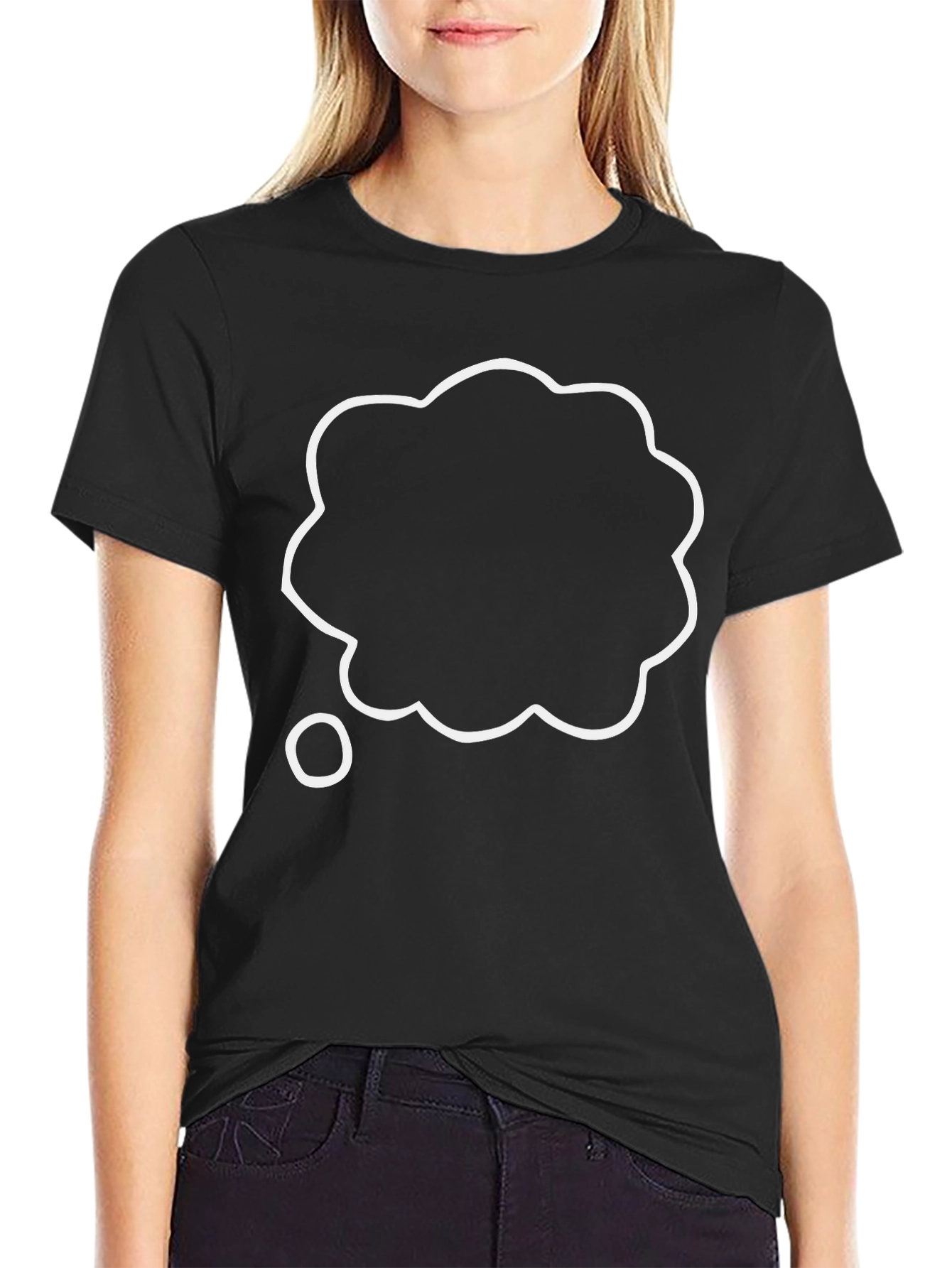 Black T-Shirt with Thinking Cloud