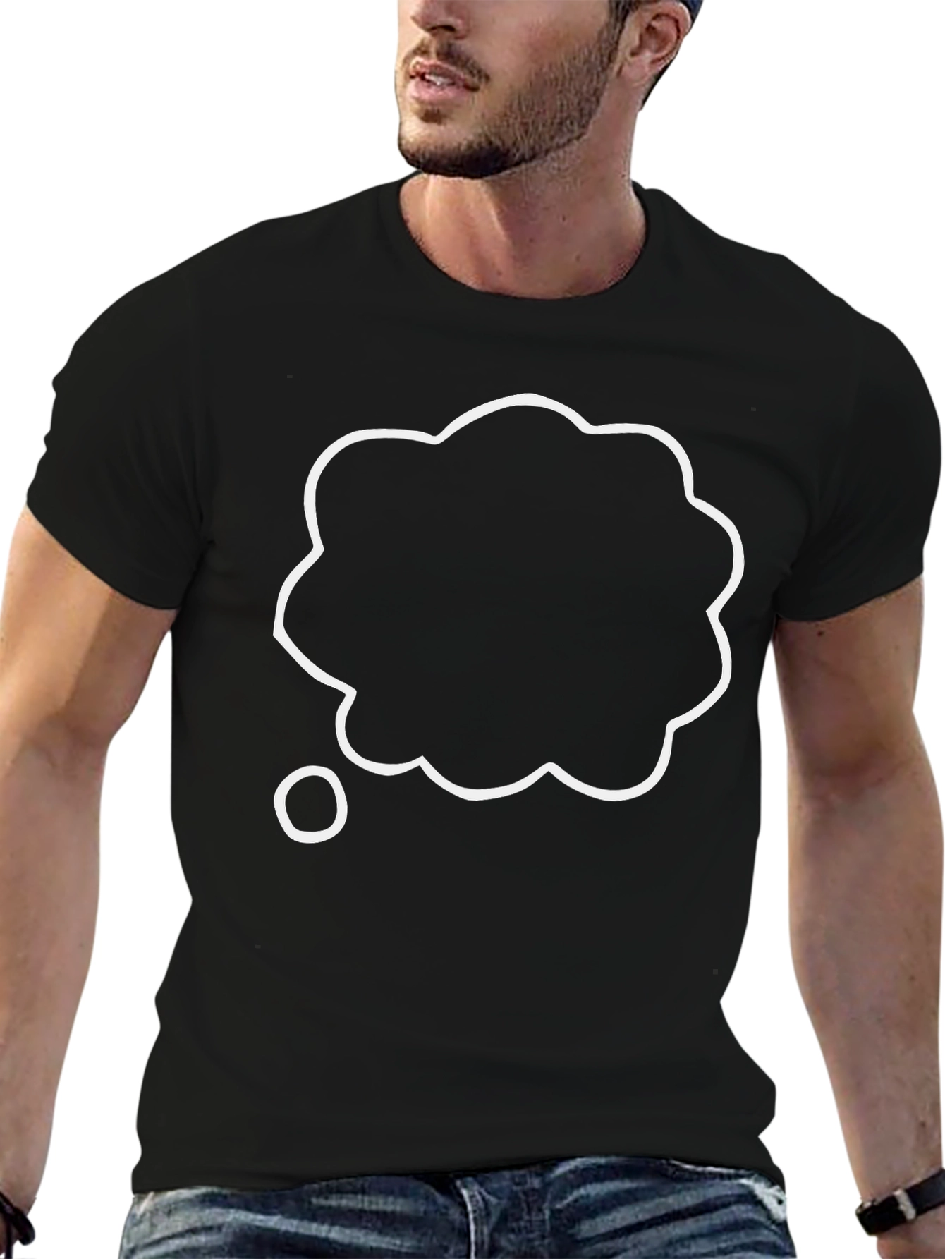 Black T-Shirt with Thinking Cloud