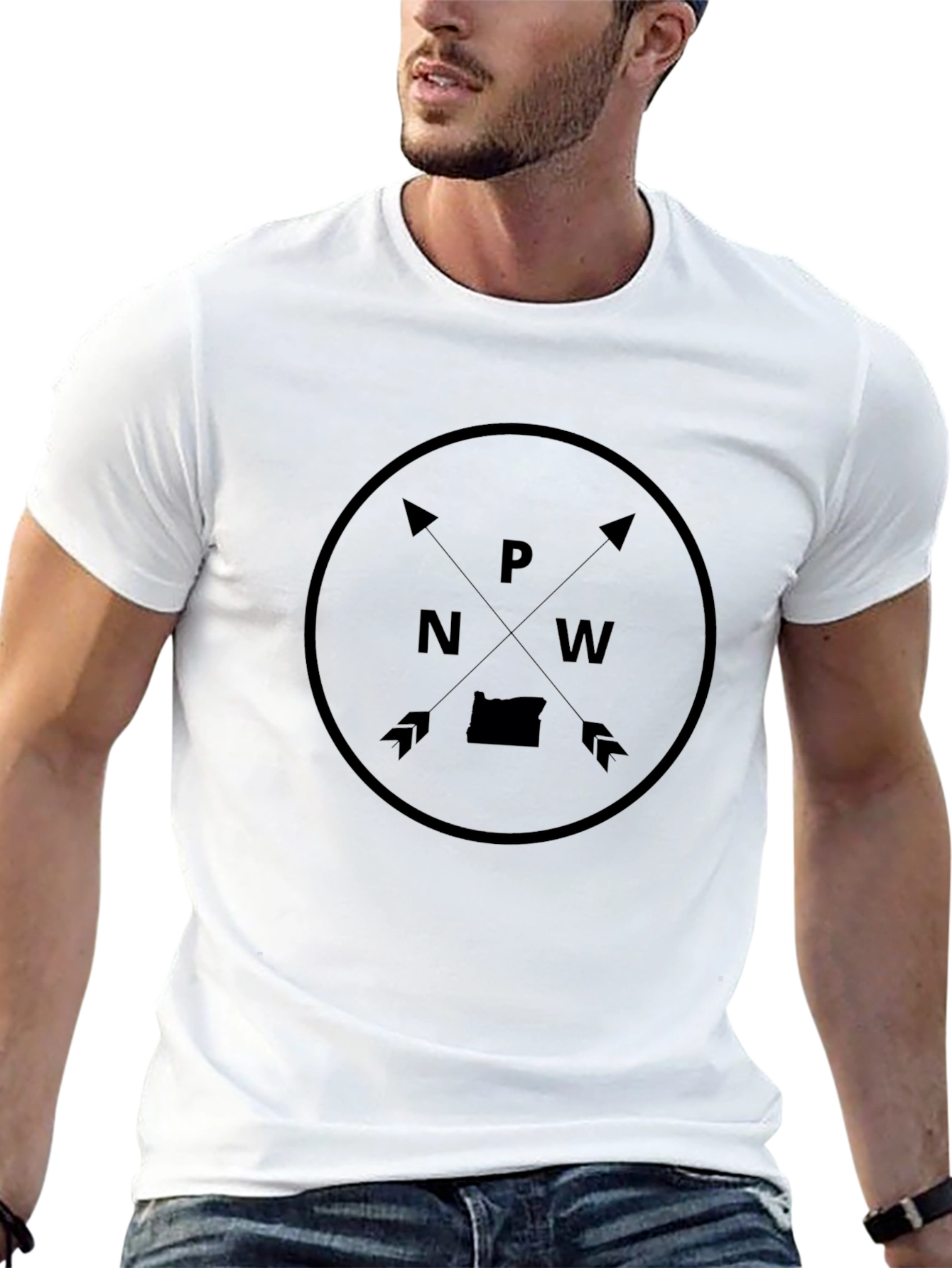 PNW Compass Graphic Tee - Black Crew Neck Shirt