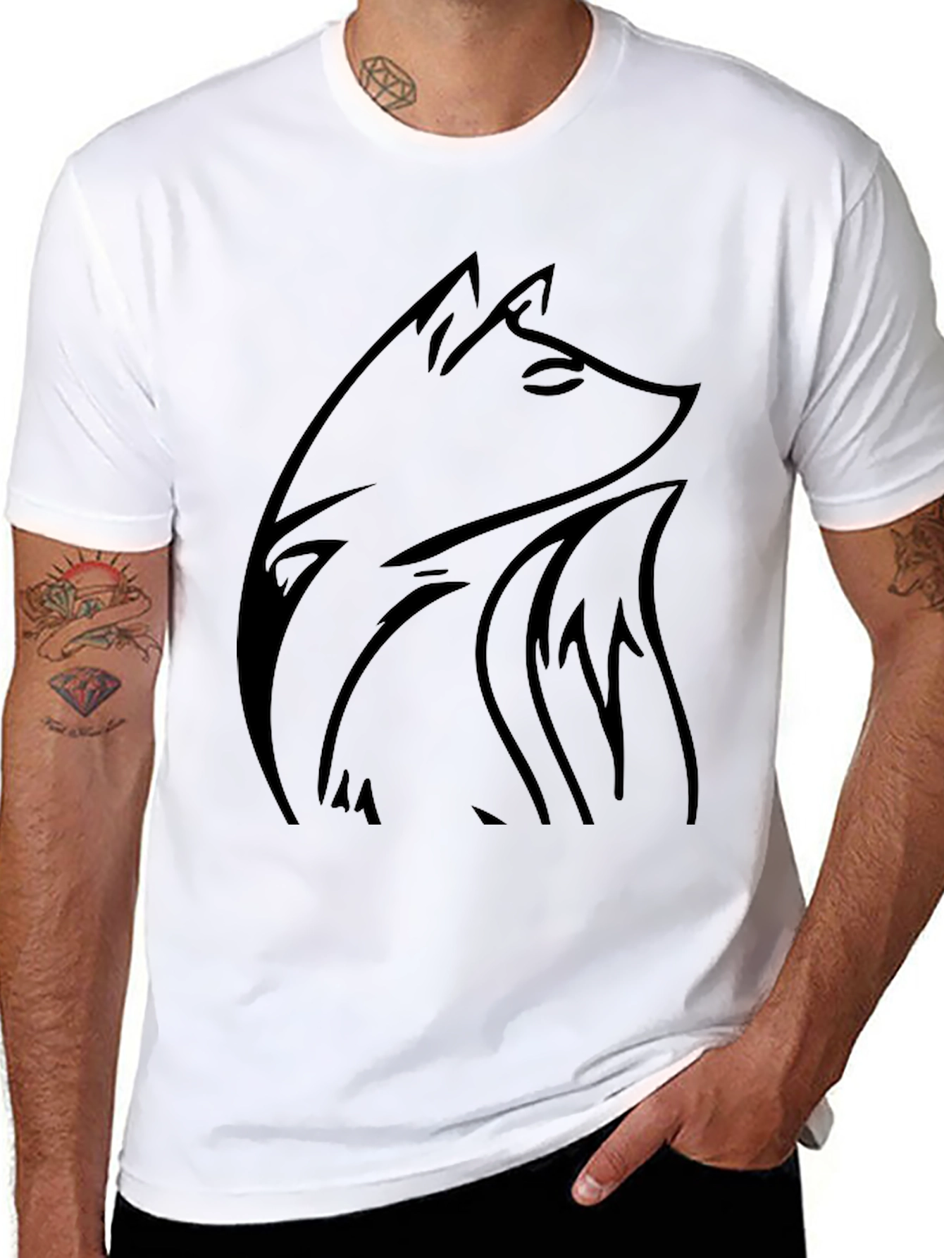Black Wolf Graphic Tee - Stylish Casual Wear