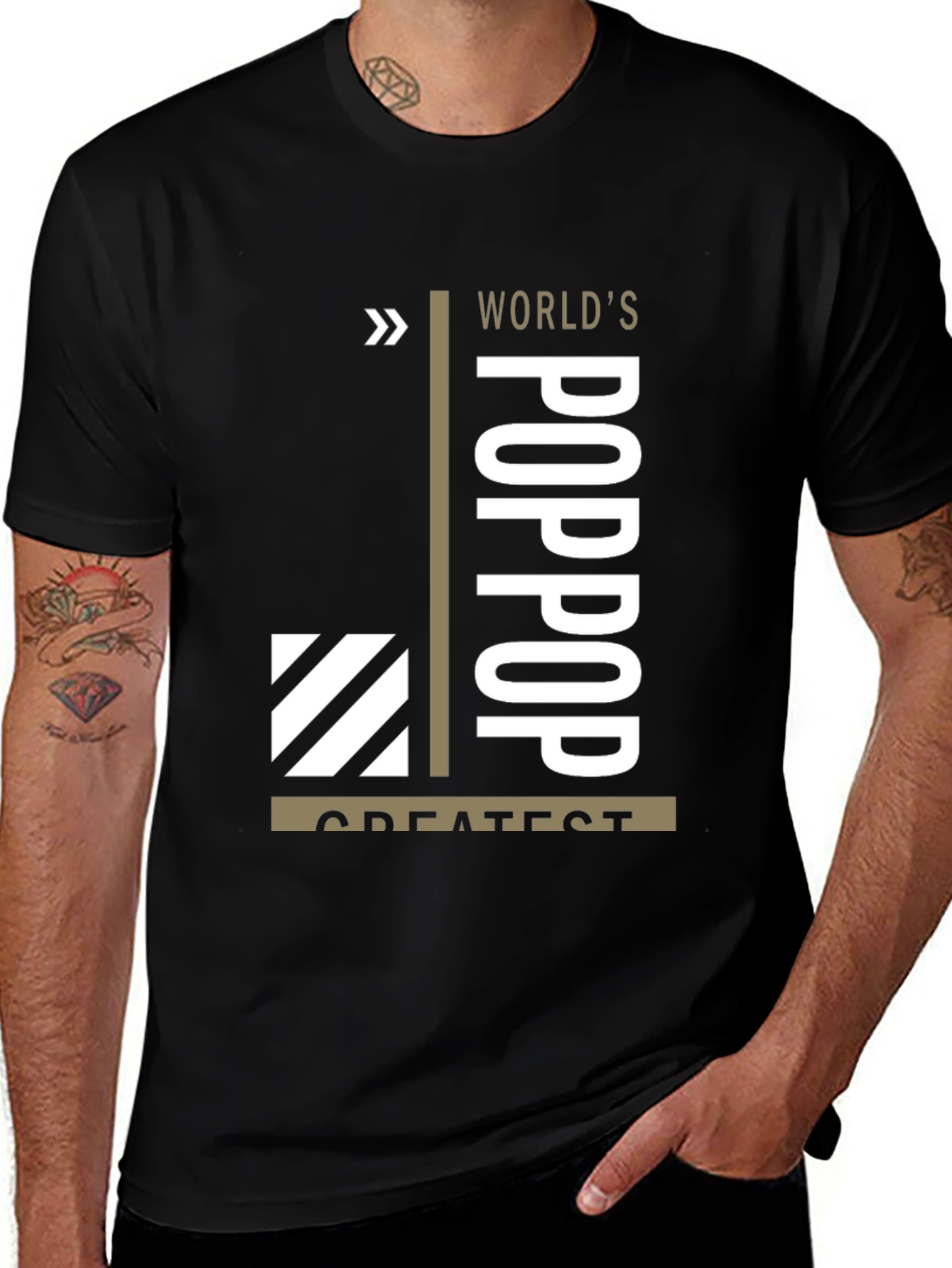 Worlds Greatest Poppop T-Shirt - Black Graphic Tee