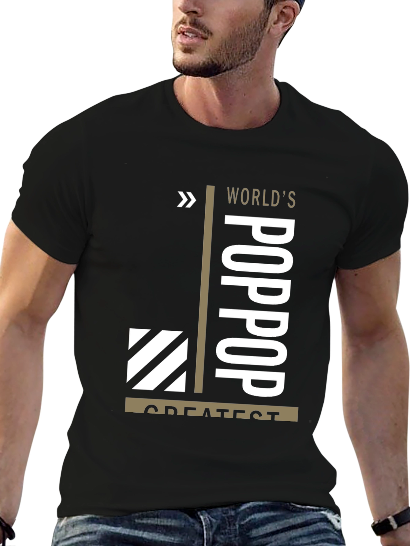 Worlds Greatest Poppop T-Shirt - Black Graphic Tee