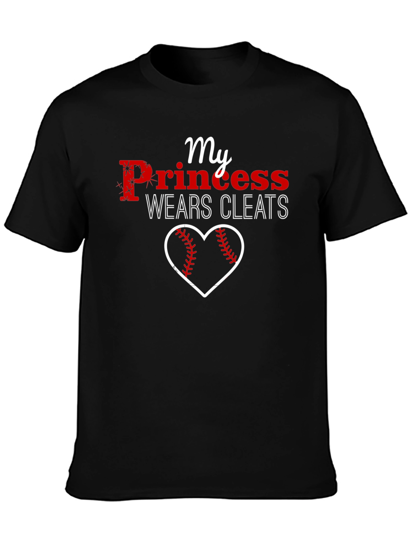 My Princess Wears Cleats Baseball Heart T-Shirt