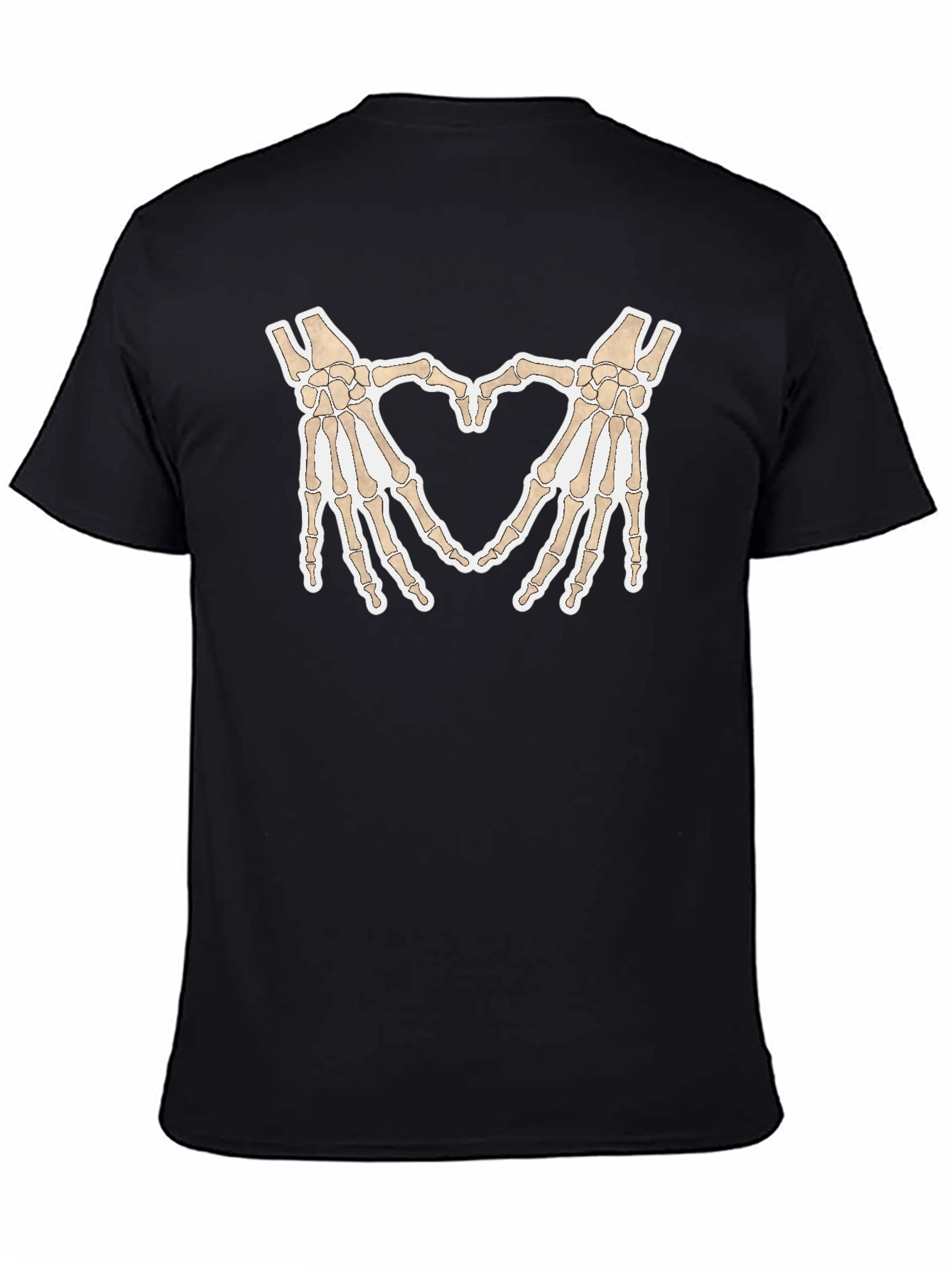 Skeleton Hands Heart Graphic Tee - Black Cotton T-Shirt