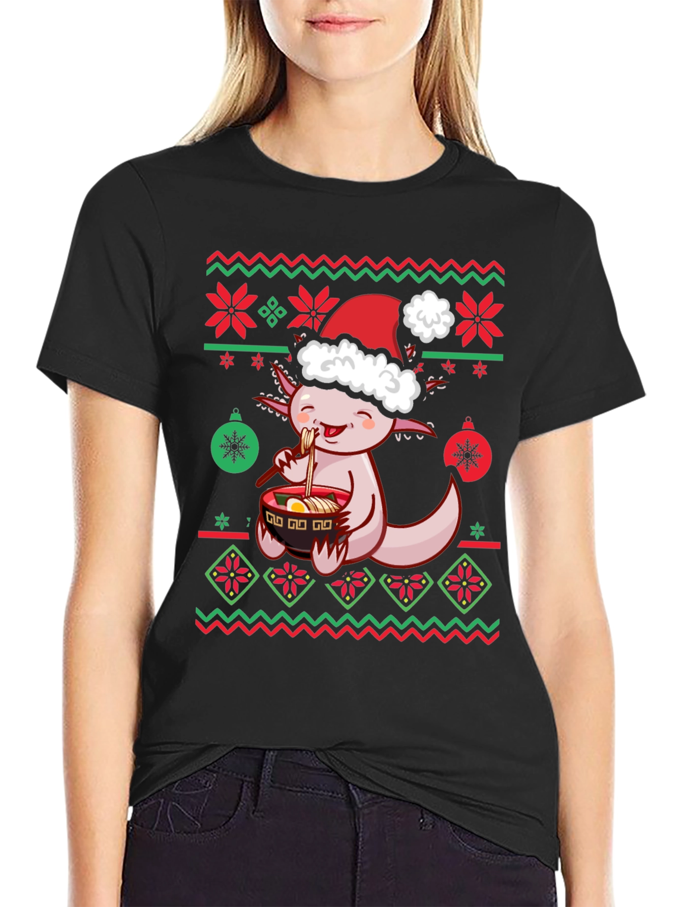 Axolotl Ramen Christmas Ugly Sweater T-Shirt