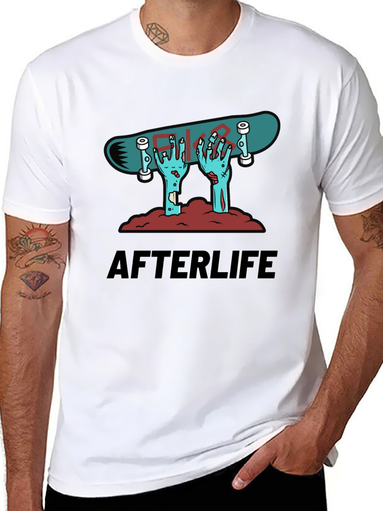 Afterlife Skateboard Graphic Tee - Black Cotton Shirt