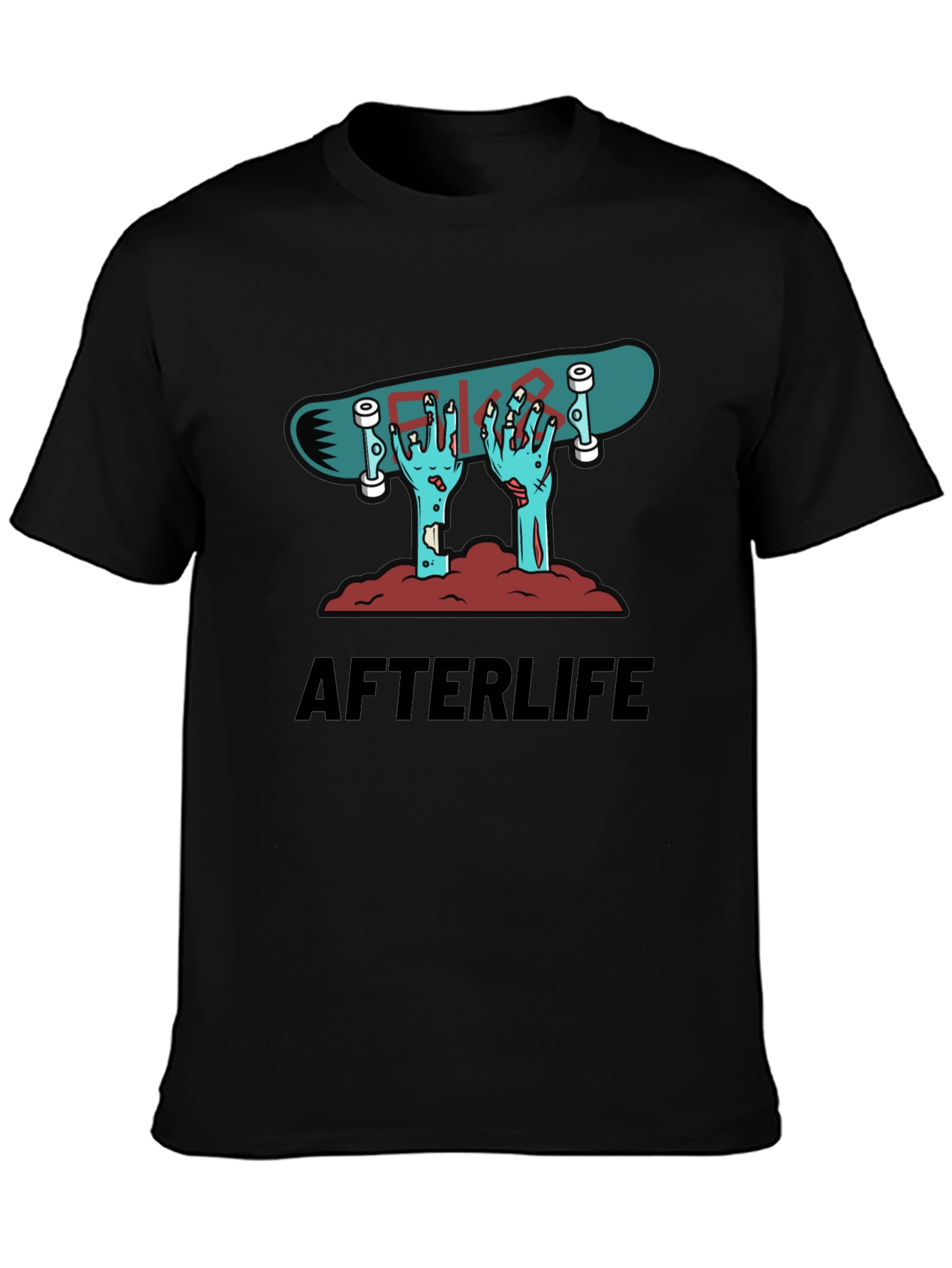 Afterlife Skateboard Graphic Tee - Black Cotton Shirt