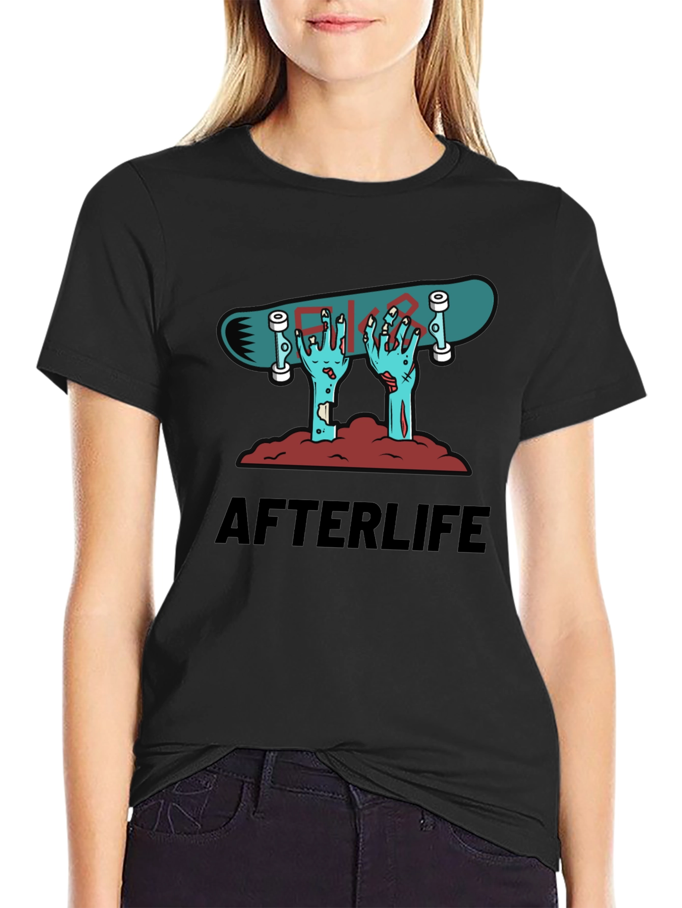 Afterlife Skateboard Graphic Tee - Black Cotton Shirt