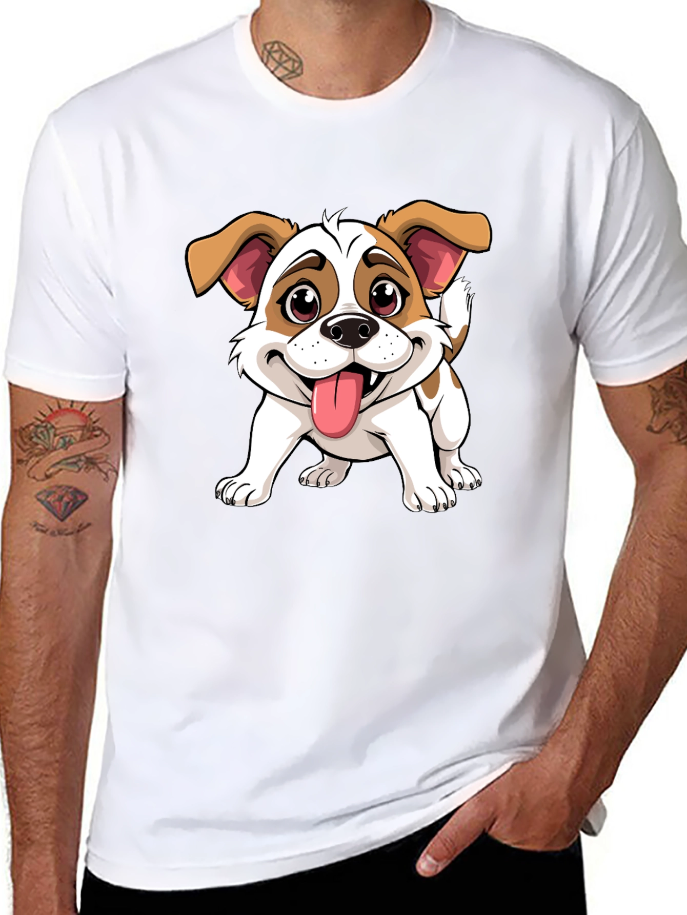 Cute Dog Cartoon Graphic T-Shirt