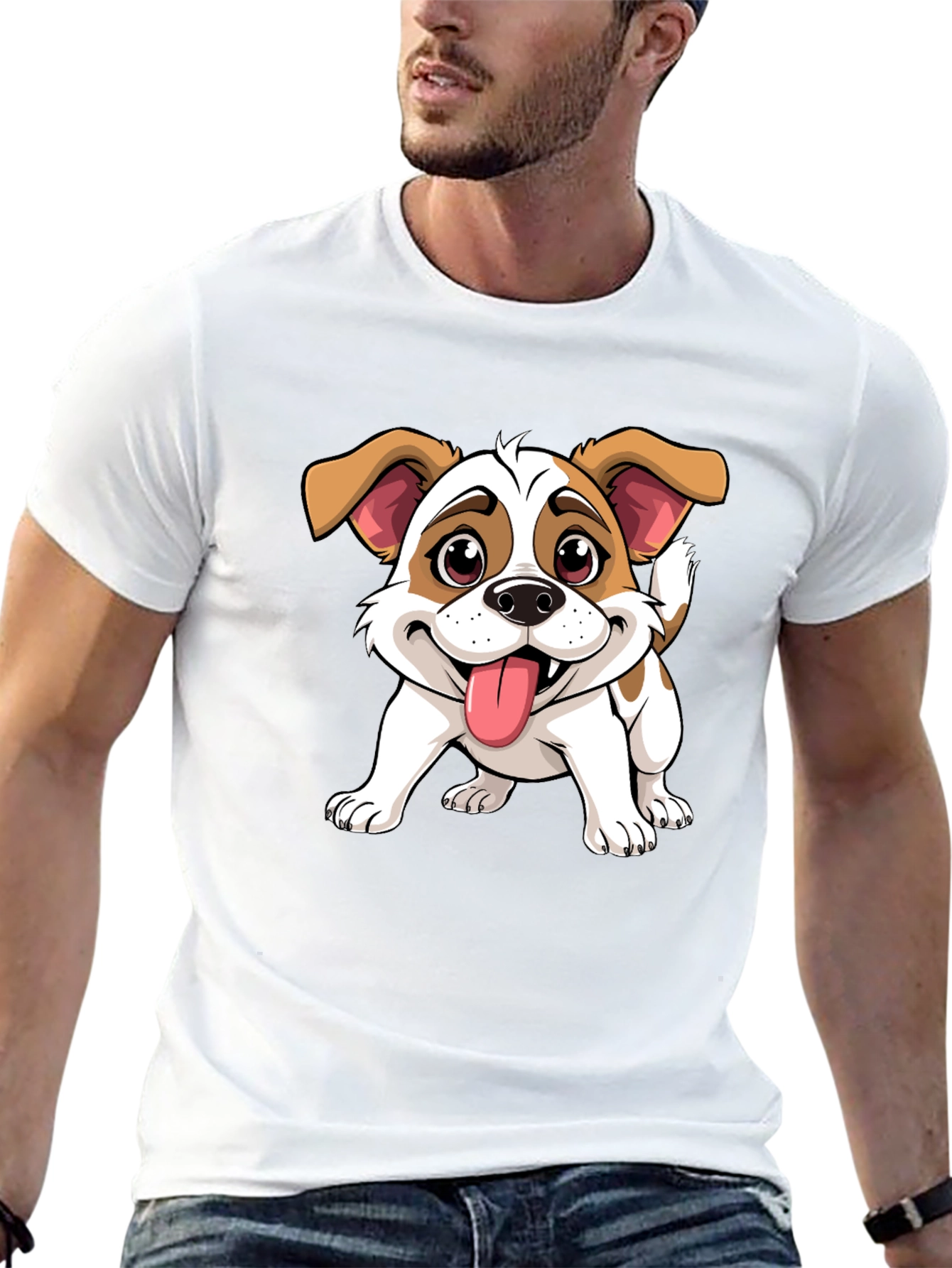 Cute Dog Cartoon Graphic T-Shirt