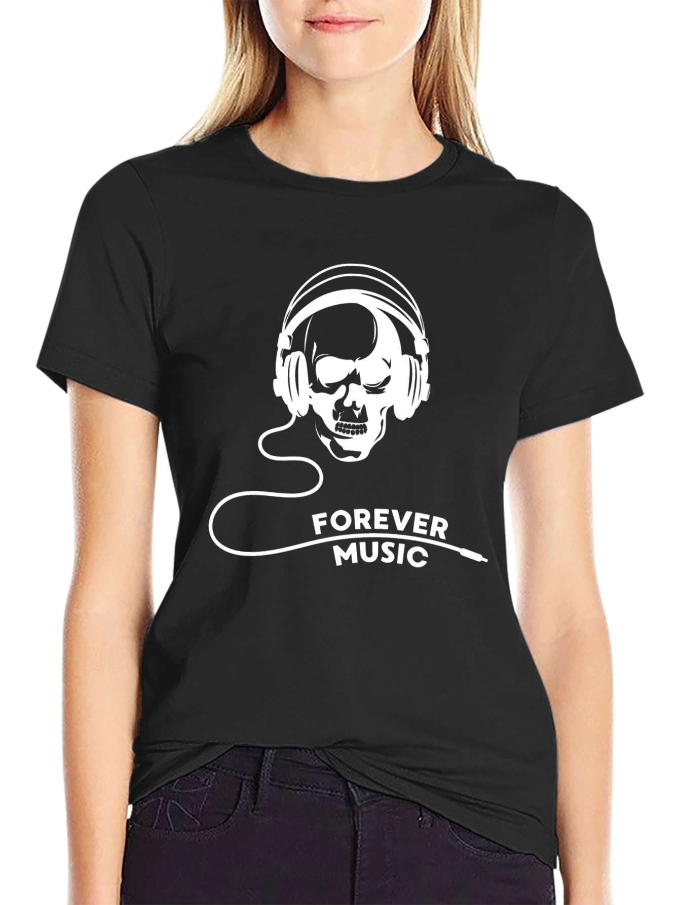 Forever Music Skull T-Shirt - Black Graphic Tee