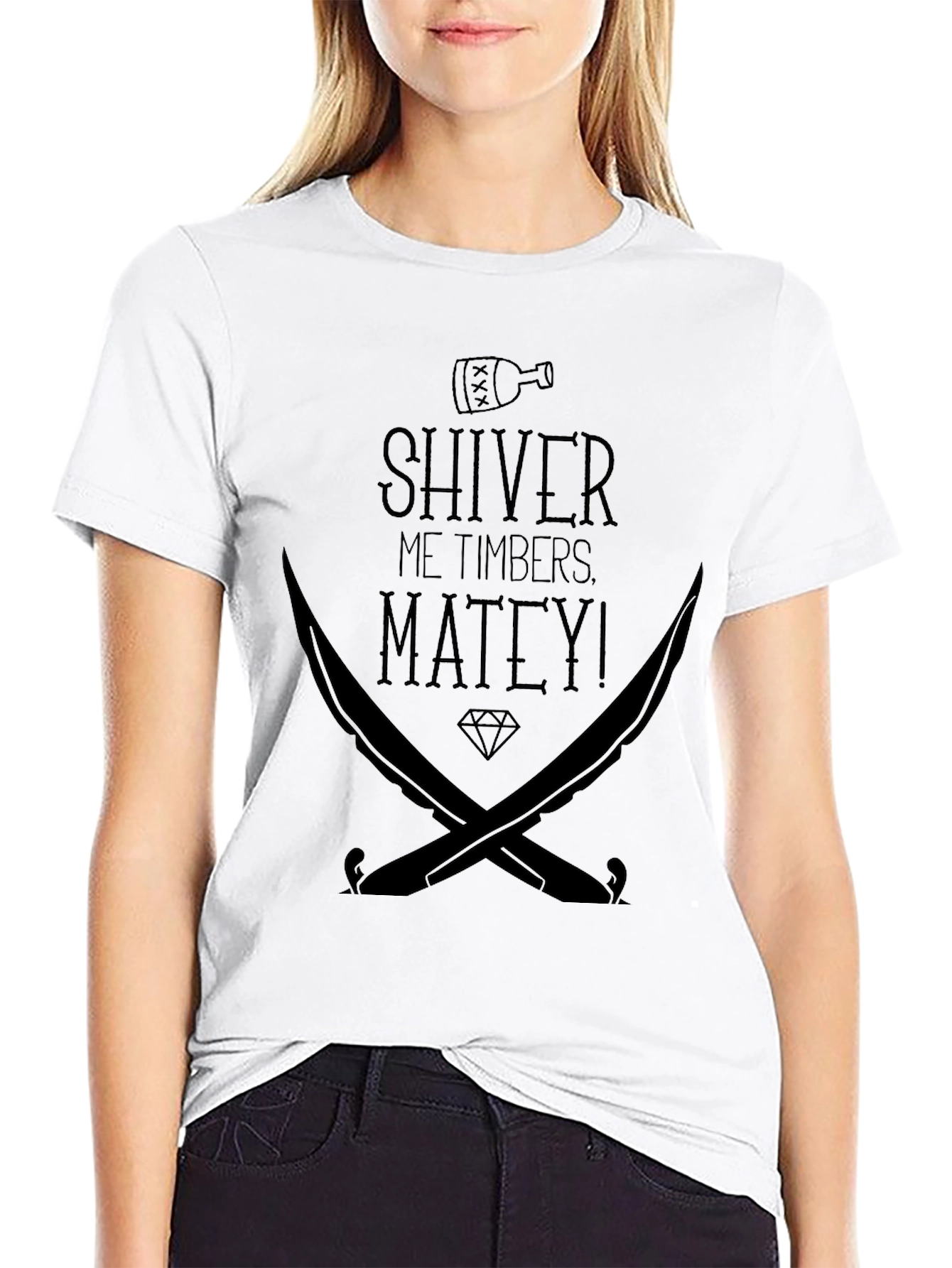 Shiver Me Timbers Matey Black Graphic T-Shirt