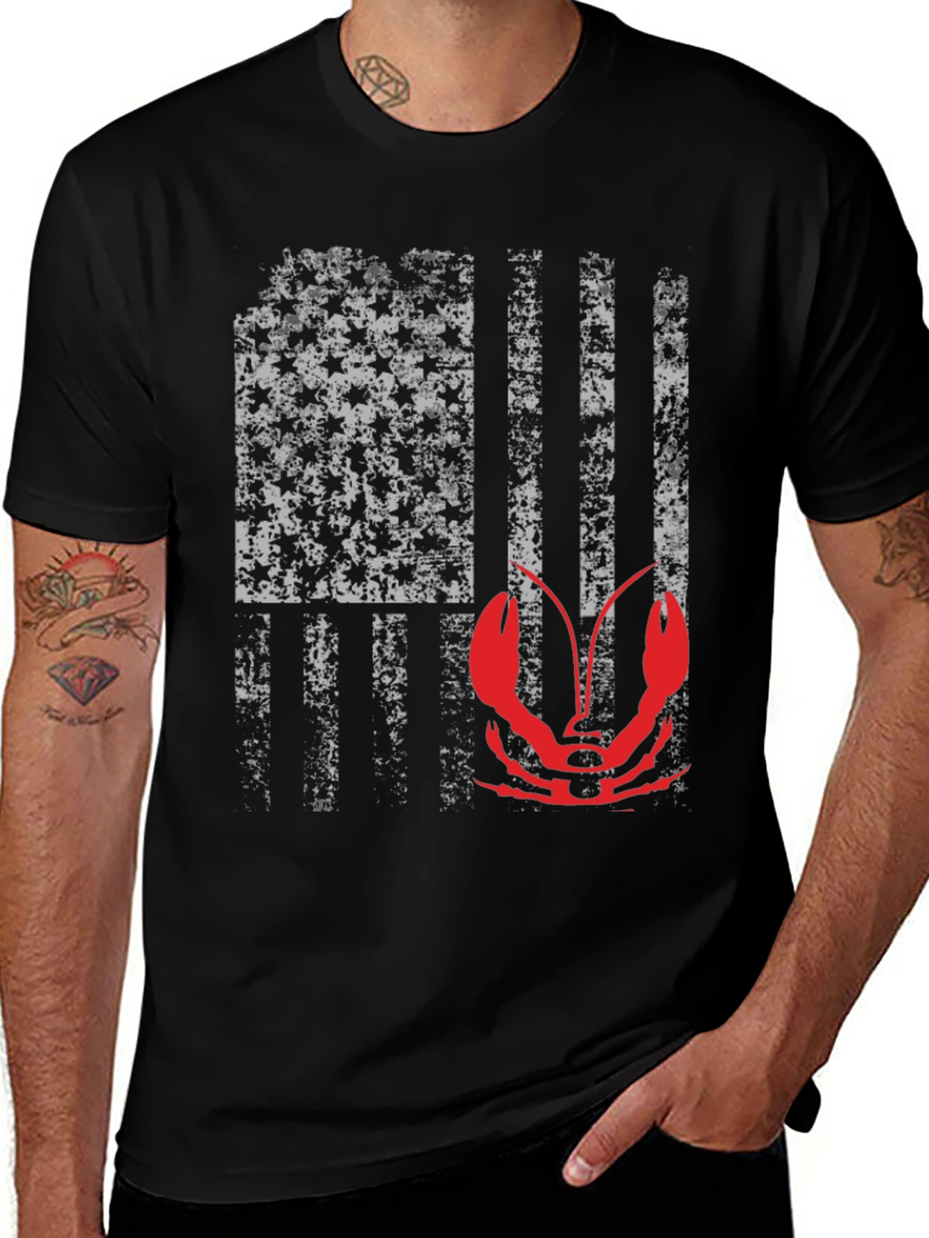 Crawfish American Flag Graphic Tee