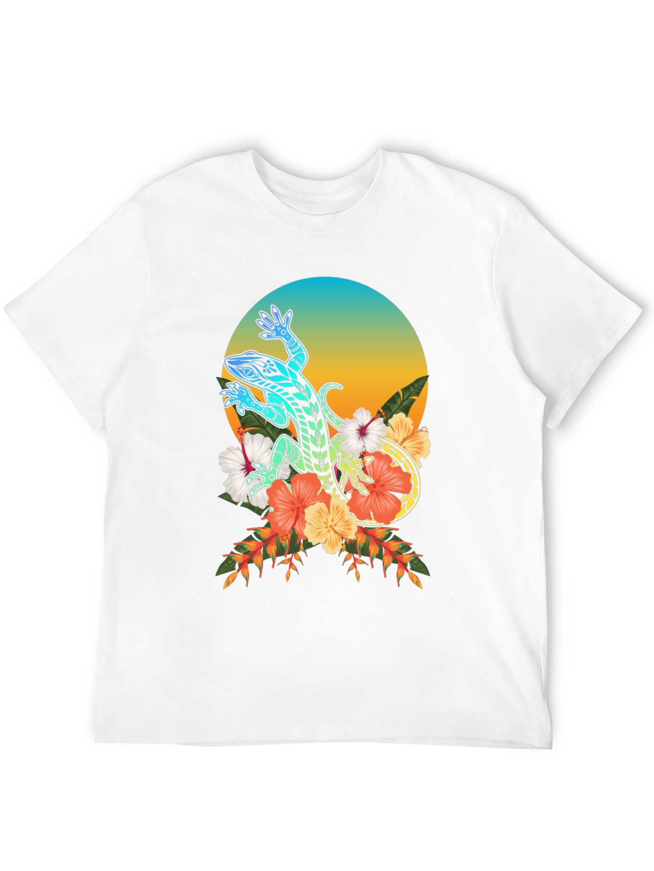 Lizard Floral Graphic T-Shirt - Black