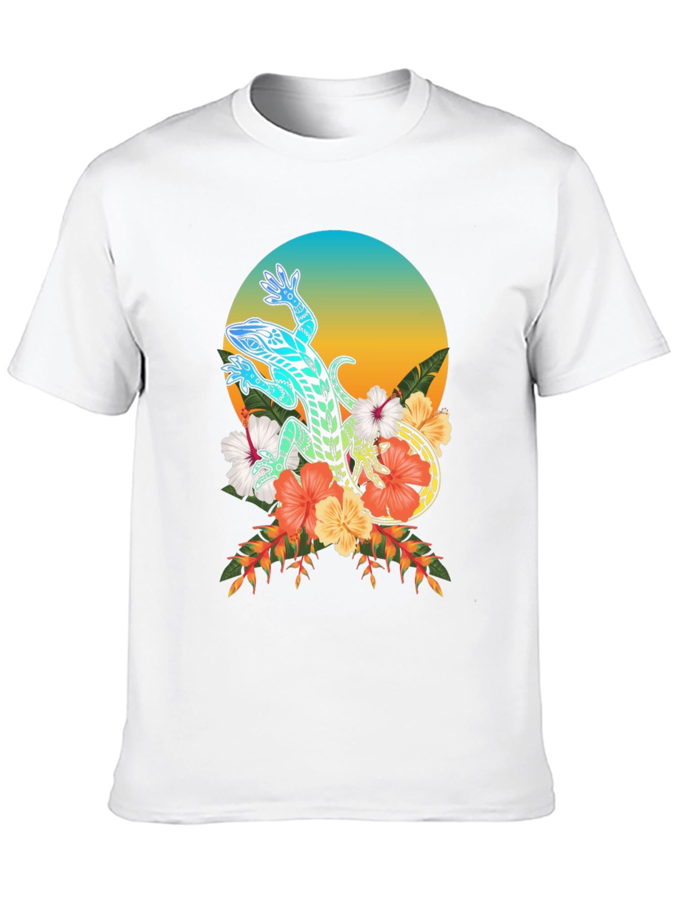 Lizard Floral Graphic T-Shirt - Black