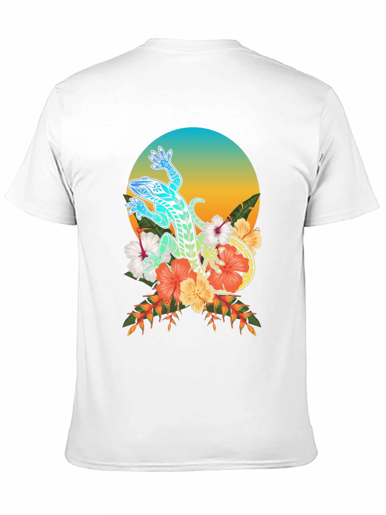 Lizard Floral Graphic T-Shirt - Black