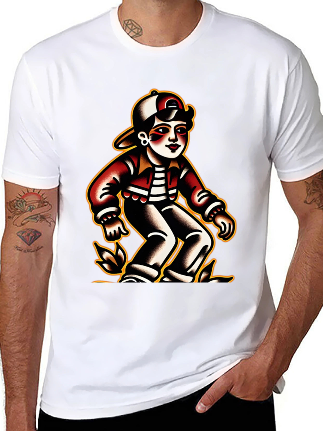 Retro Cartoon Character Black T-Shirt