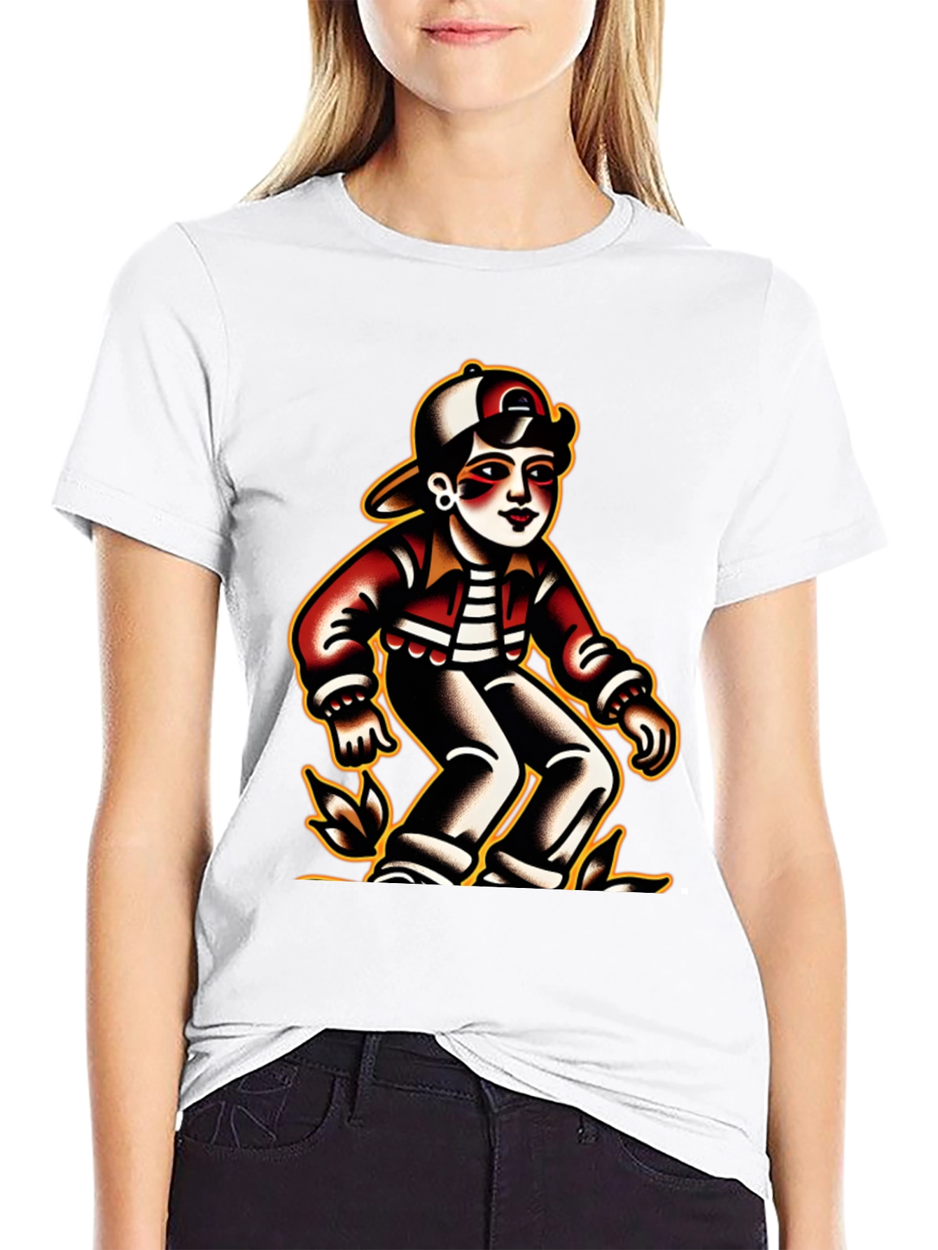 Retro Cartoon Character Black T-Shirt