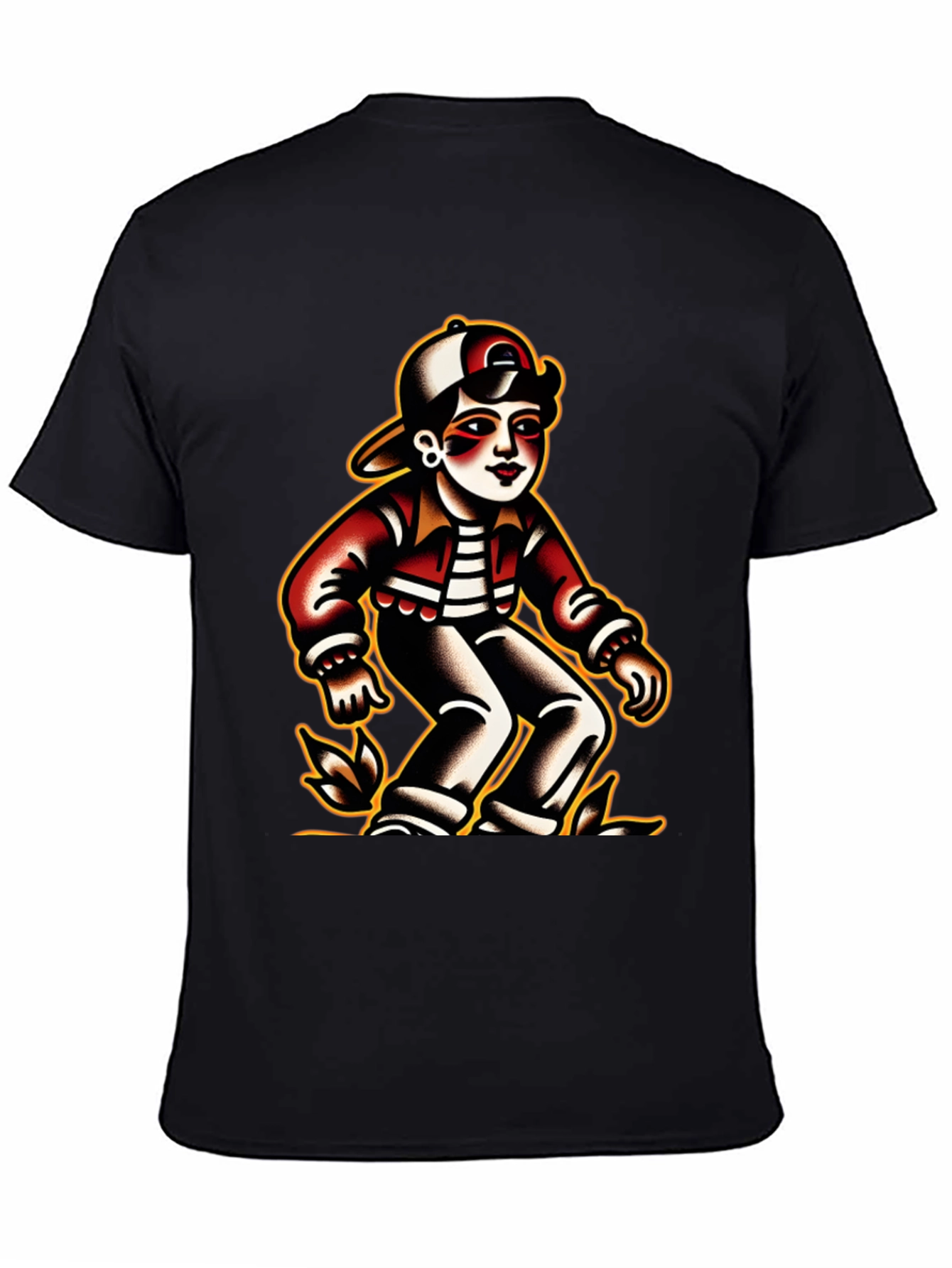 Retro Cartoon Character Black T-Shirt