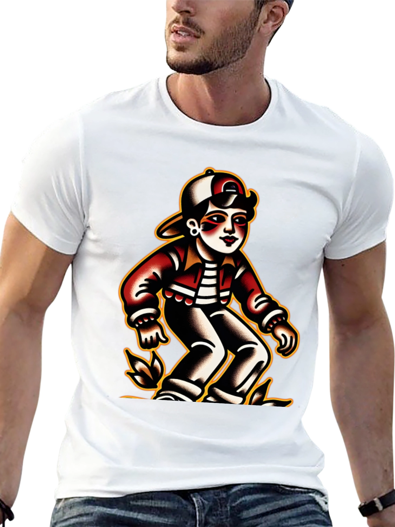 Retro Cartoon Character Black T-Shirt