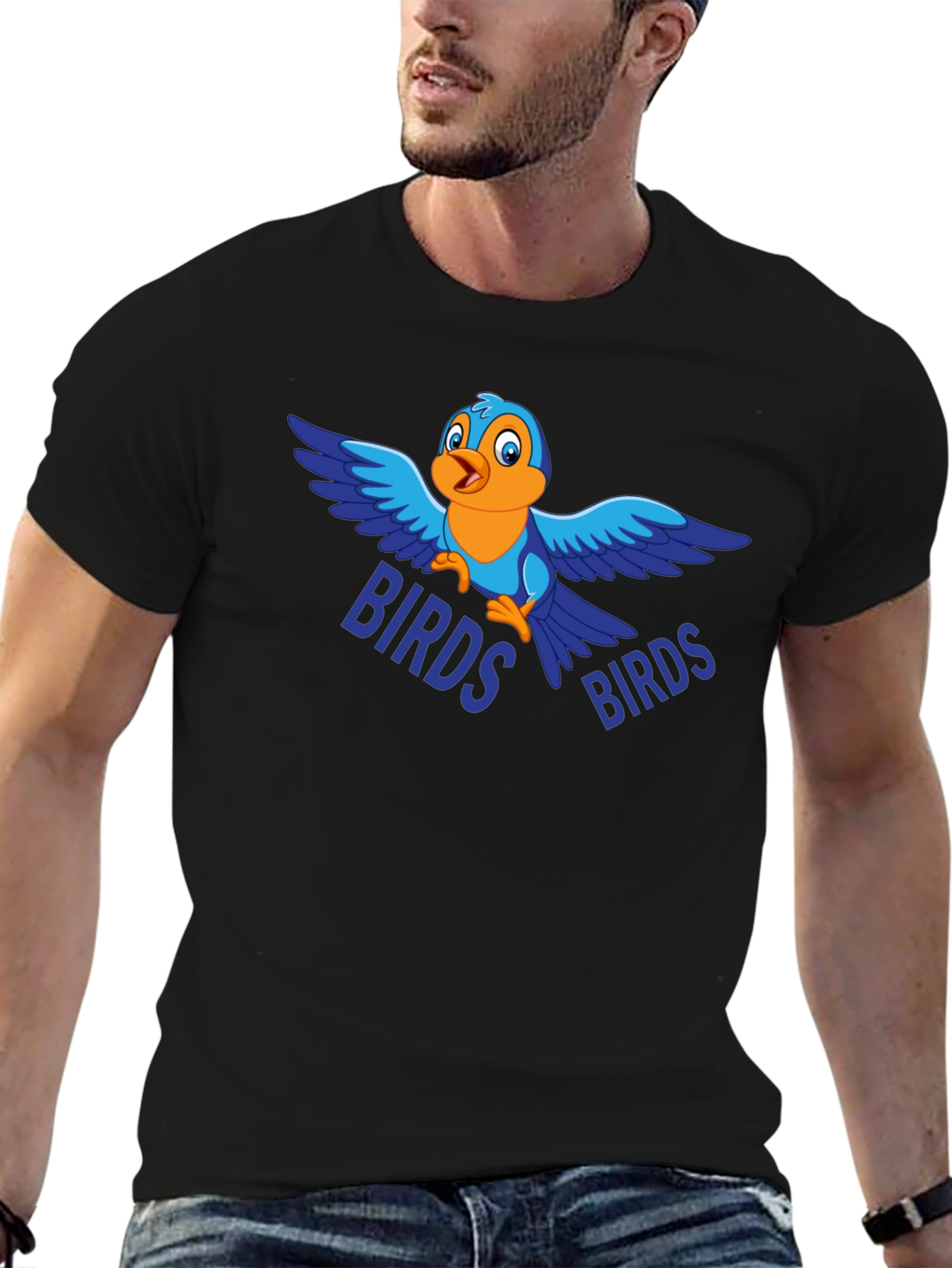 Birds Graphic Black T-Shirt