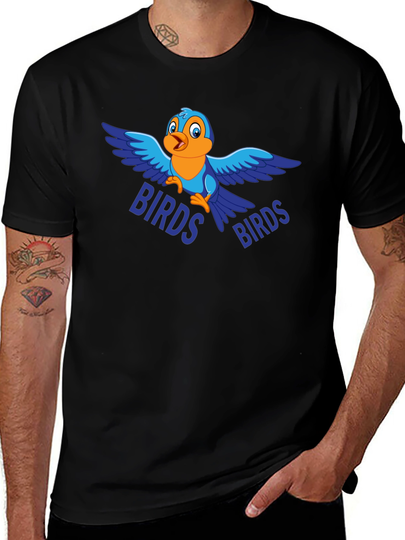 Birds Graphic Black T-Shirt