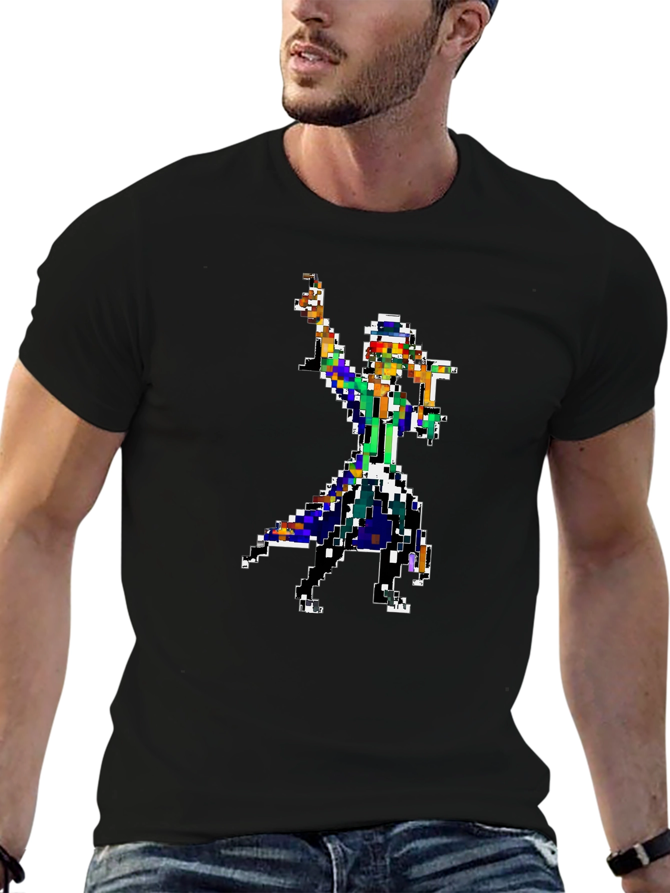 Pixel Art Retro Gaming Black T-Shirt