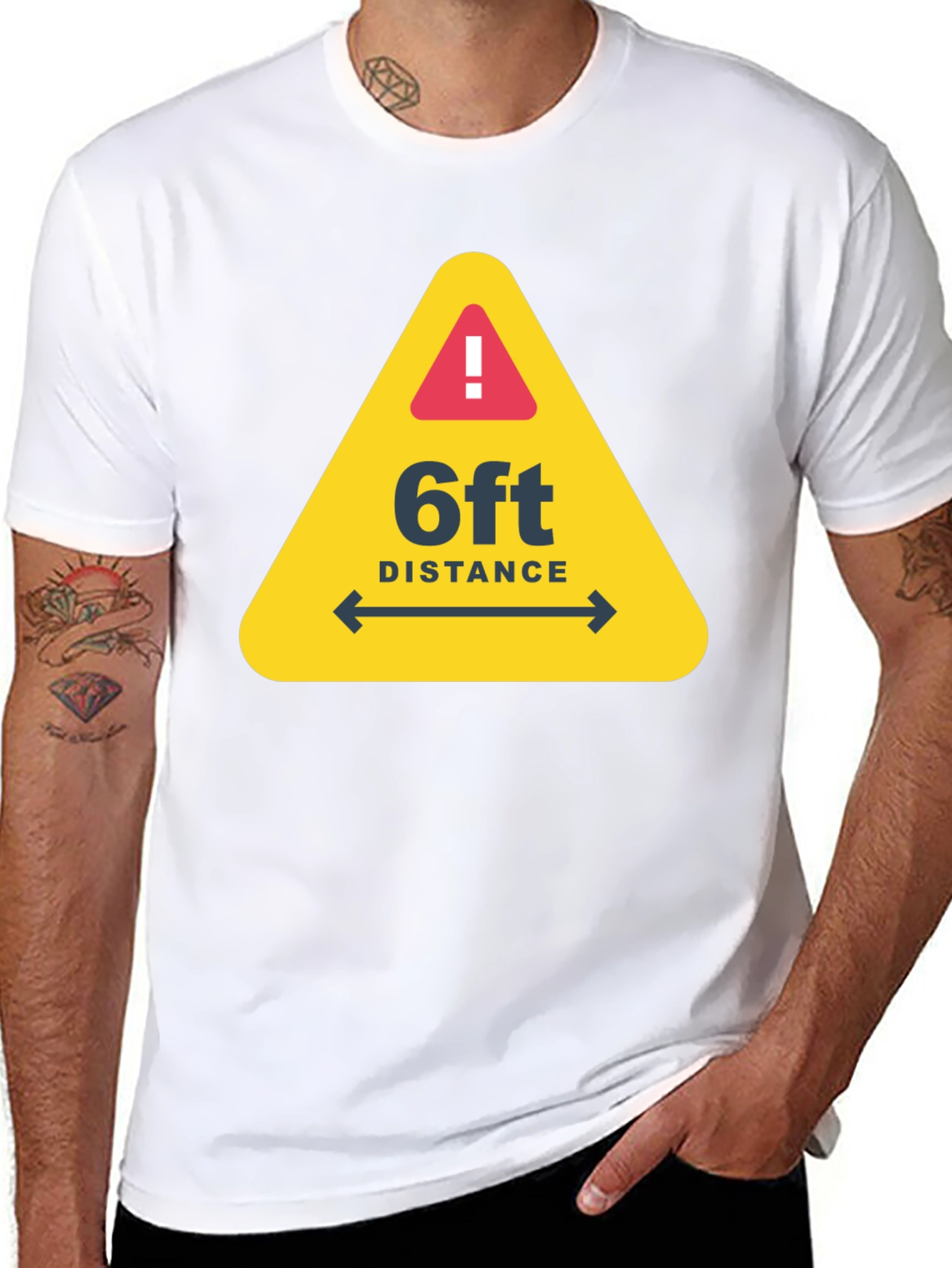 Social Distance Warning T-Shirt - Stay 6ft Apart
