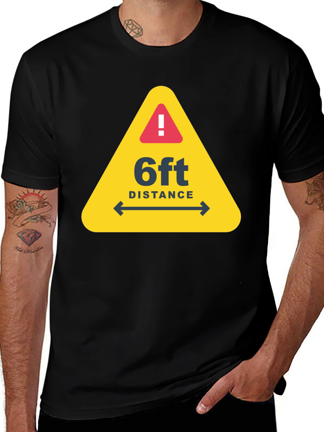 Social Distance Warning T-Shirt - Stay 6ft Apart