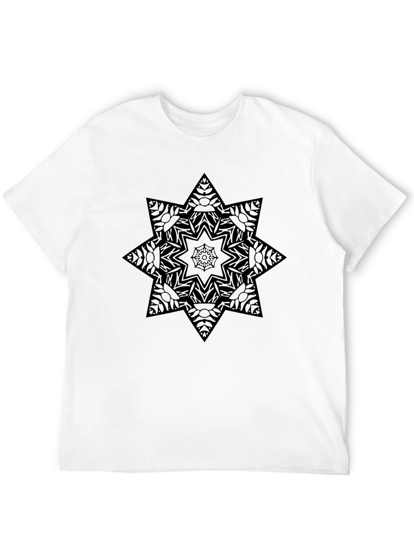 Geometric Star Mandala Black Graphic Tee
