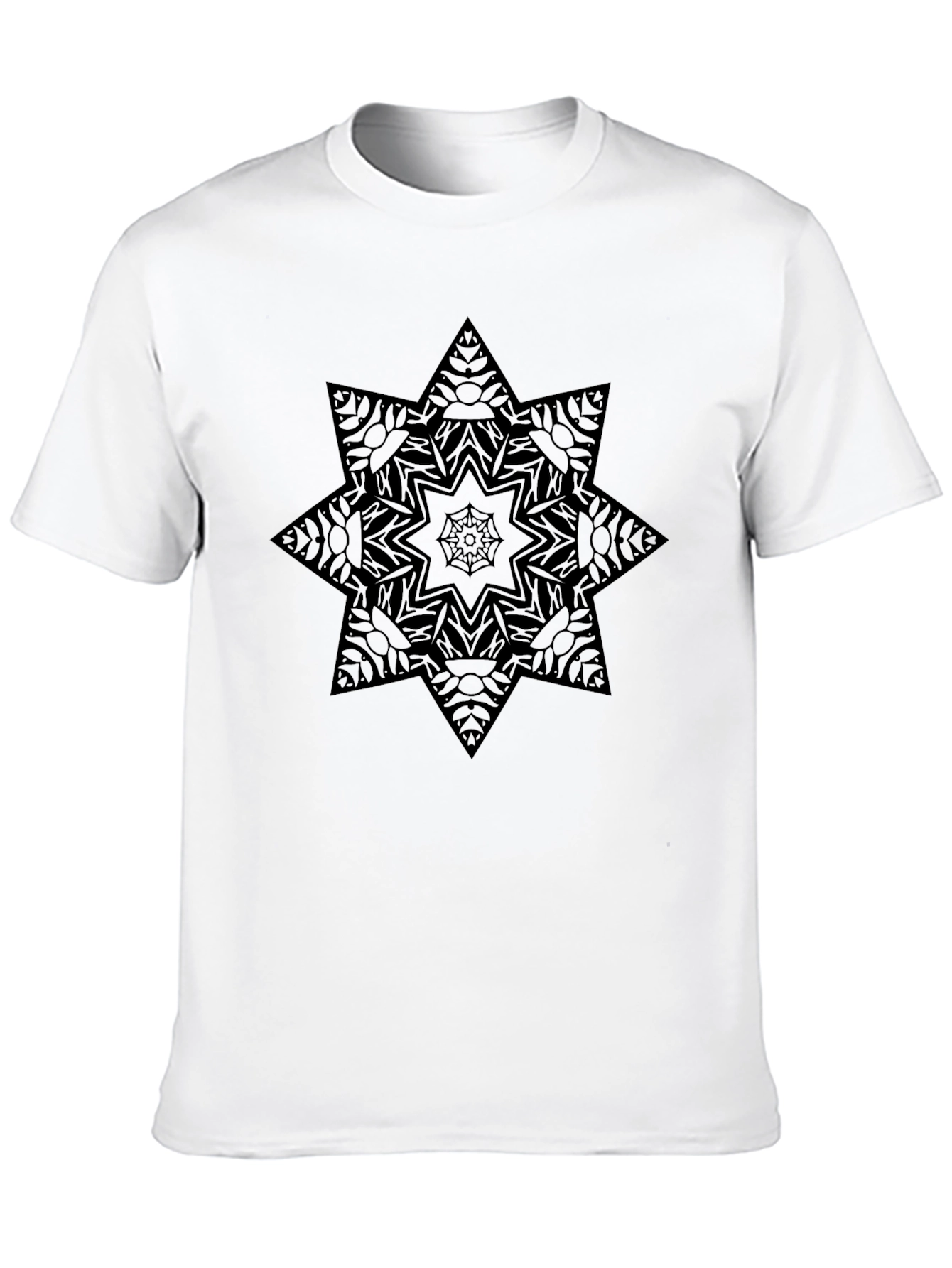 Geometric Star Mandala Black Graphic Tee