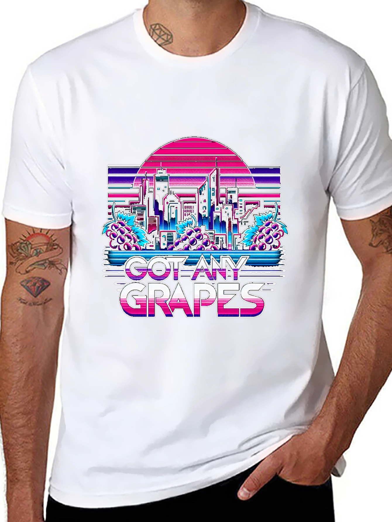 Got Any Grapes T-Shirt - Retro Vaporwave Cityscape