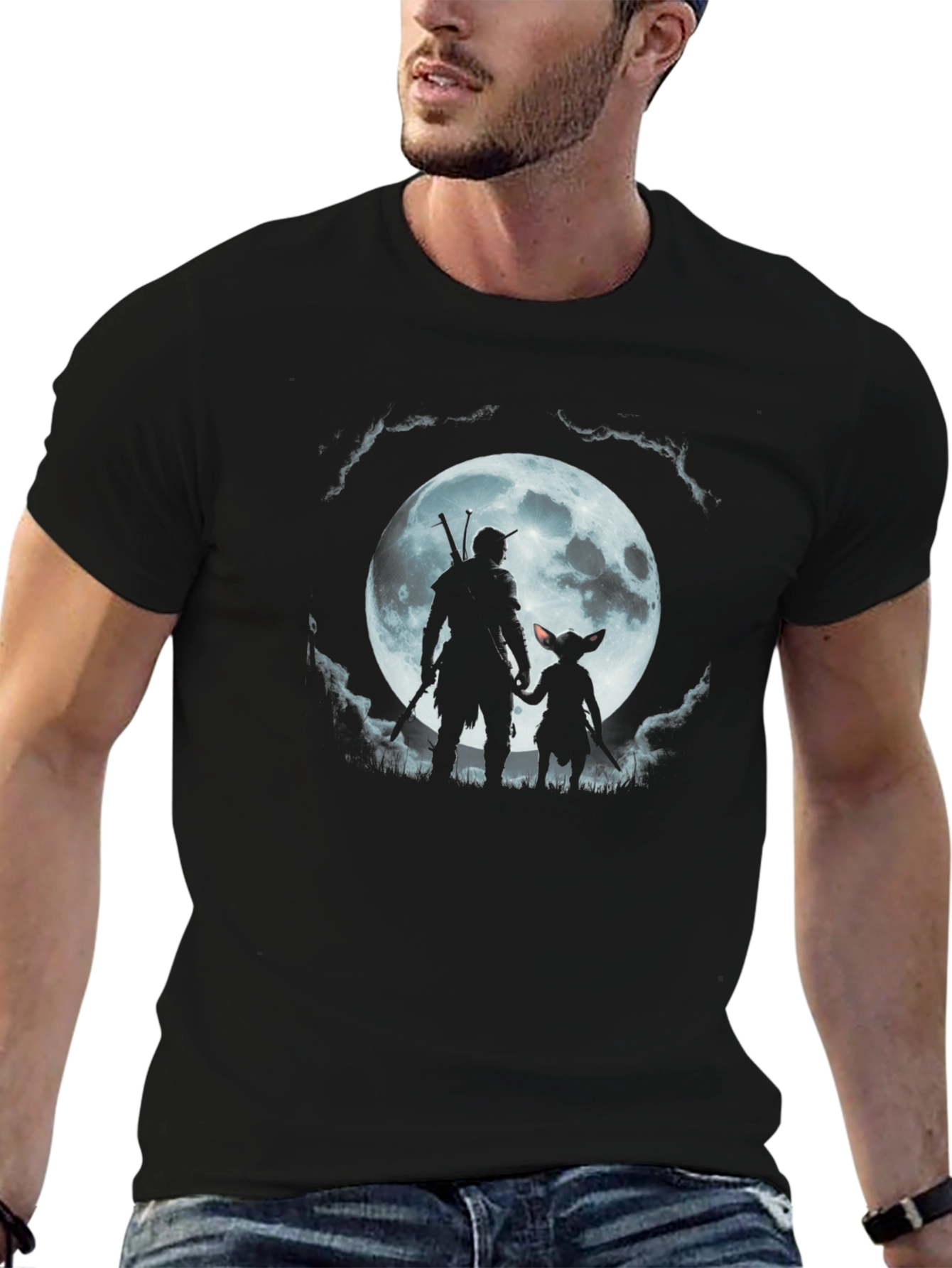 The Witcher & Grogu Mens Black T-Shirt
