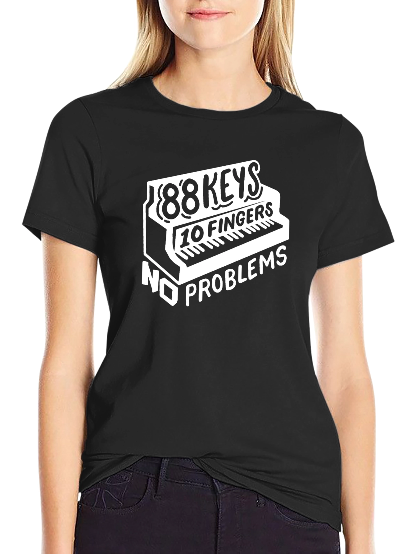 88 Keys 10 Fingers No Problems Black T-Shirt