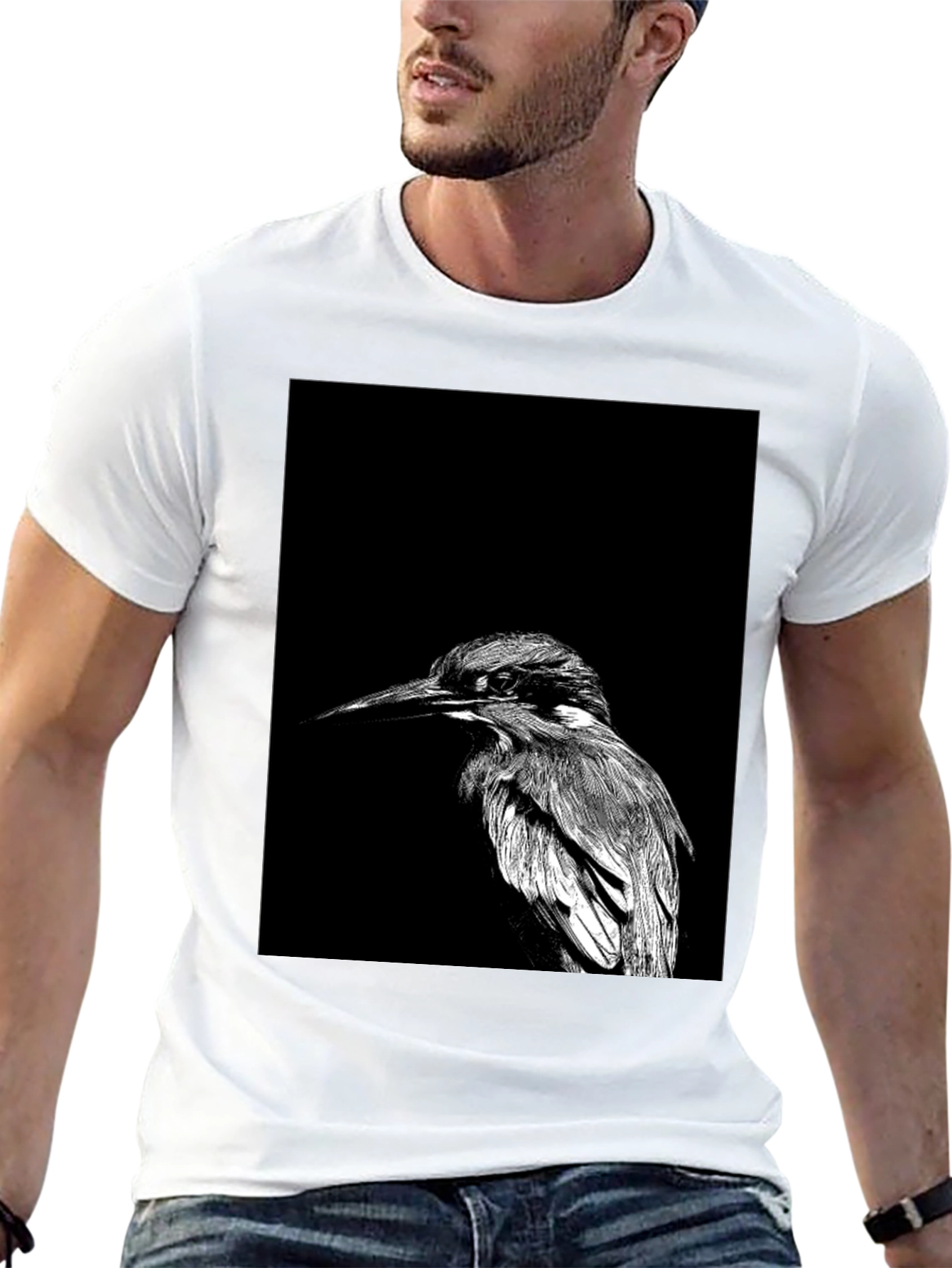 Monochrome Bird Graphic Tee - Stylish Black T-Shirt
