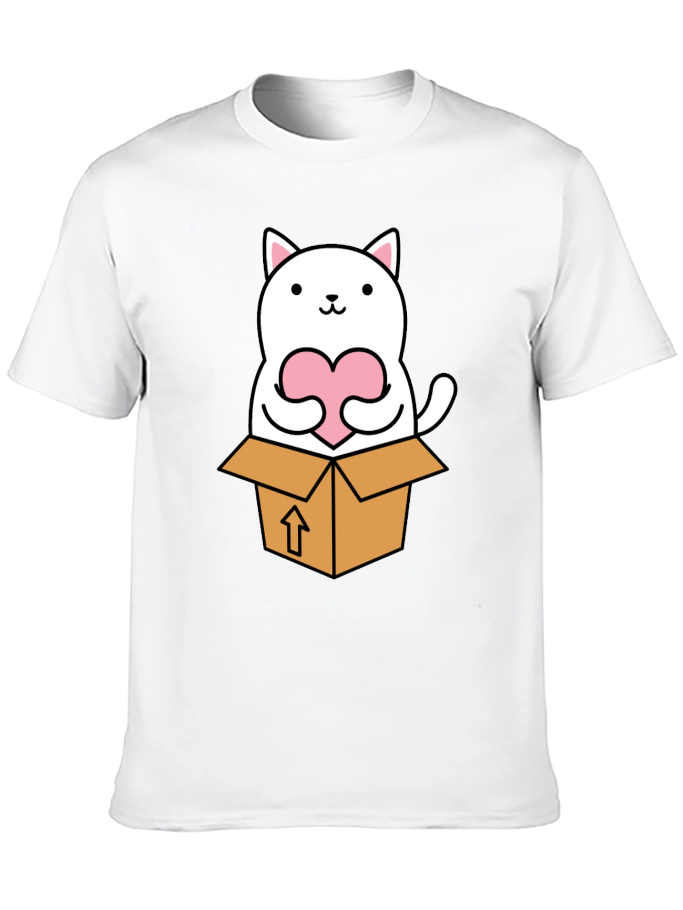 Cute Cat in Box Heart T-Shirt