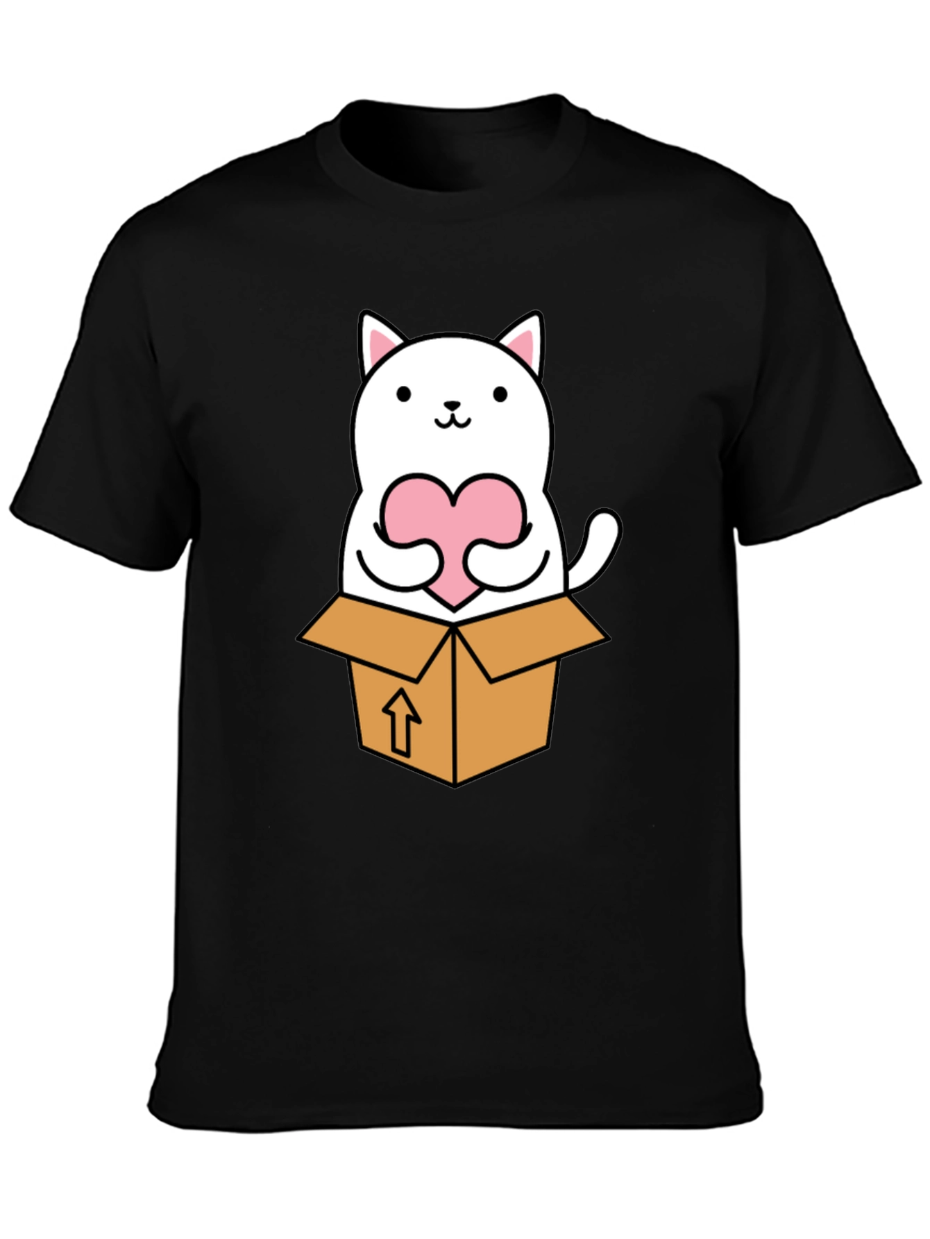 Cute Cat in Box Heart T-Shirt