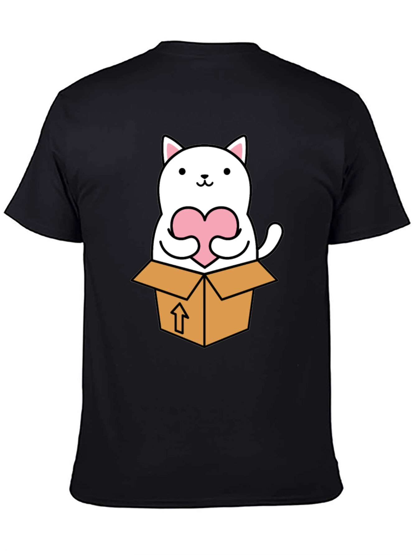 Cute Cat in Box Heart T-Shirt