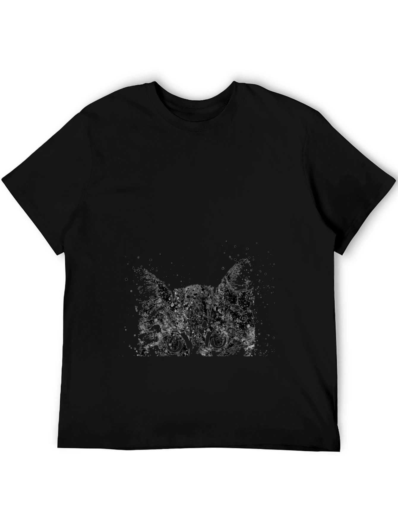 Abstract Cat Print Black T-Shirt