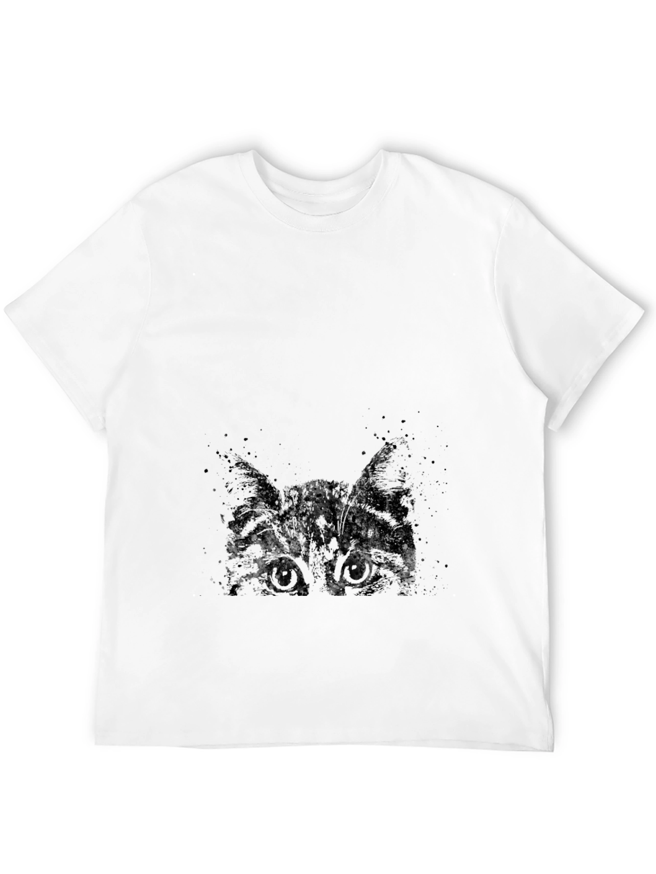 Abstract Cat Print Black T-Shirt