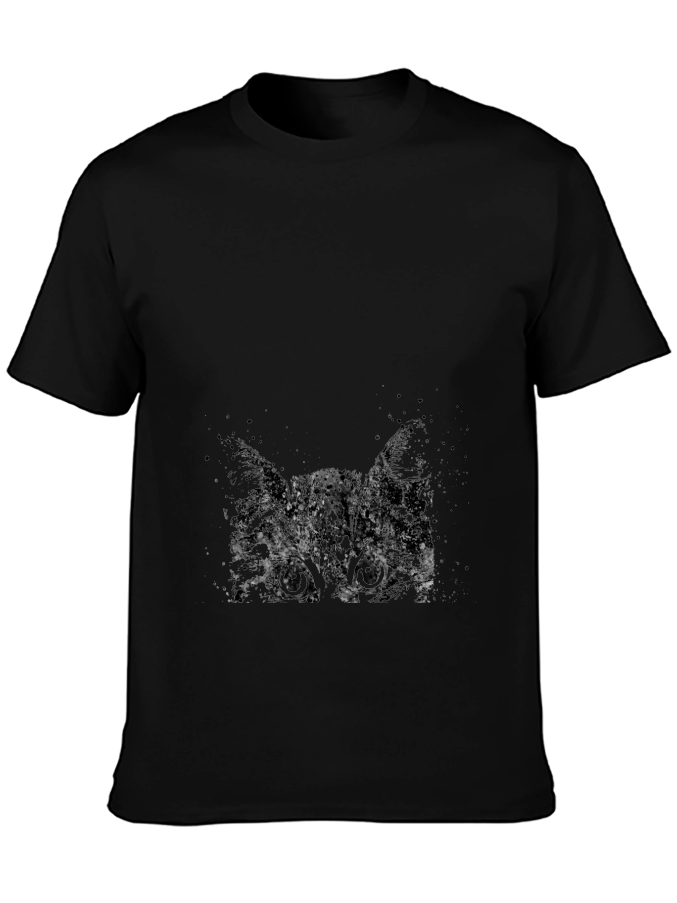 Abstract Cat Print Black T-Shirt