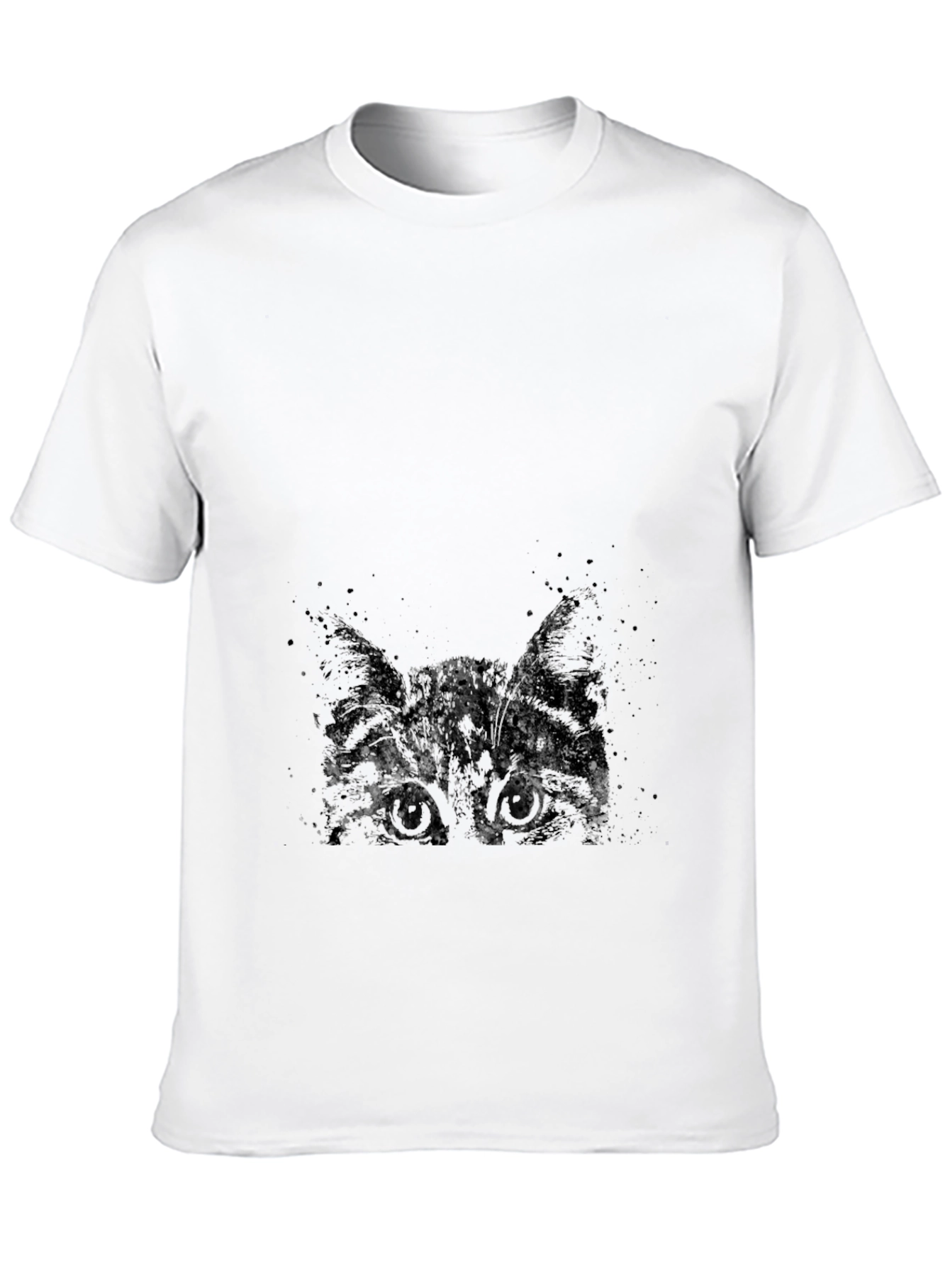 Abstract Cat Print Black T-Shirt
