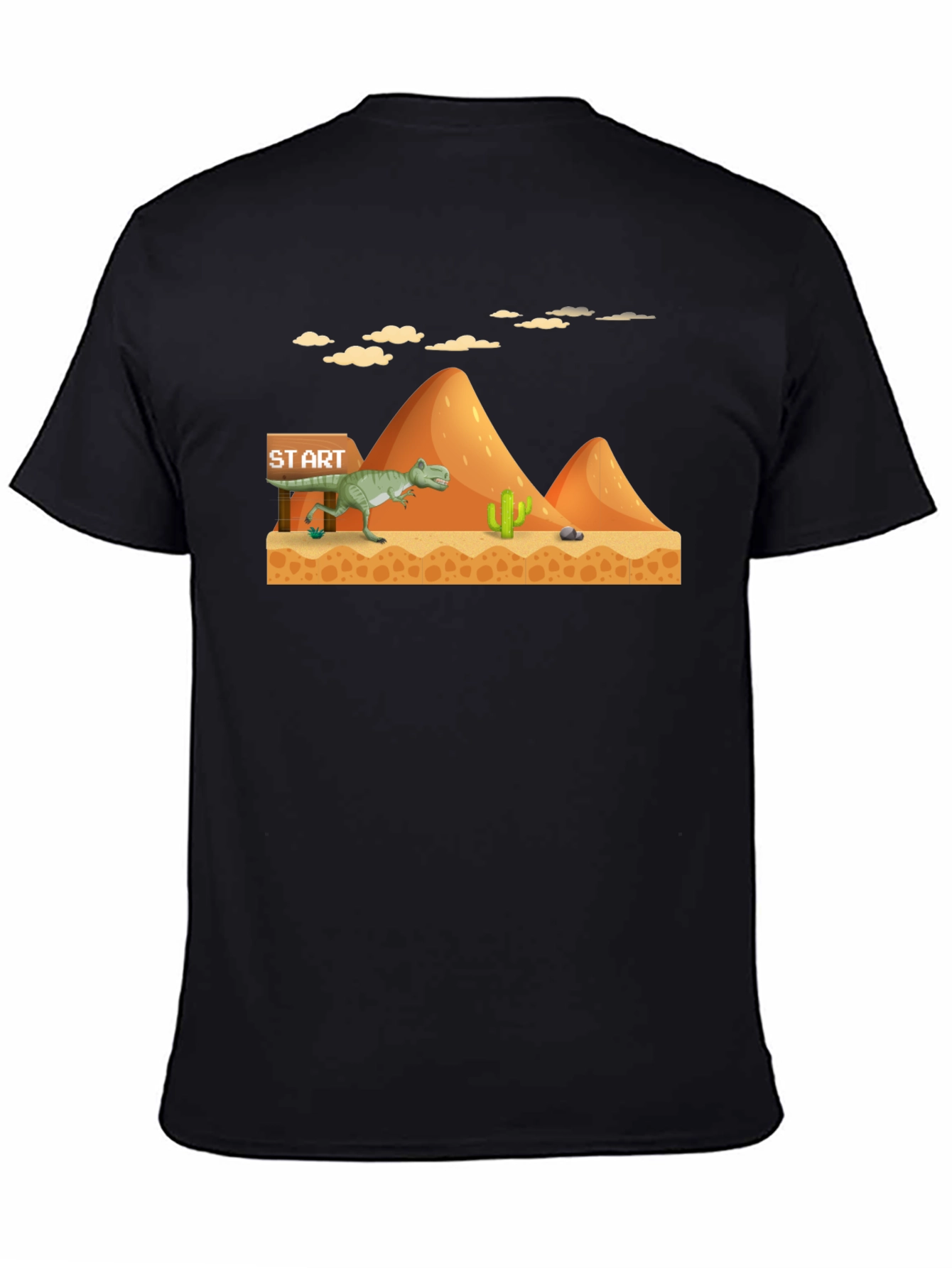 Dino Run Black T-Shirt - Retro Gaming