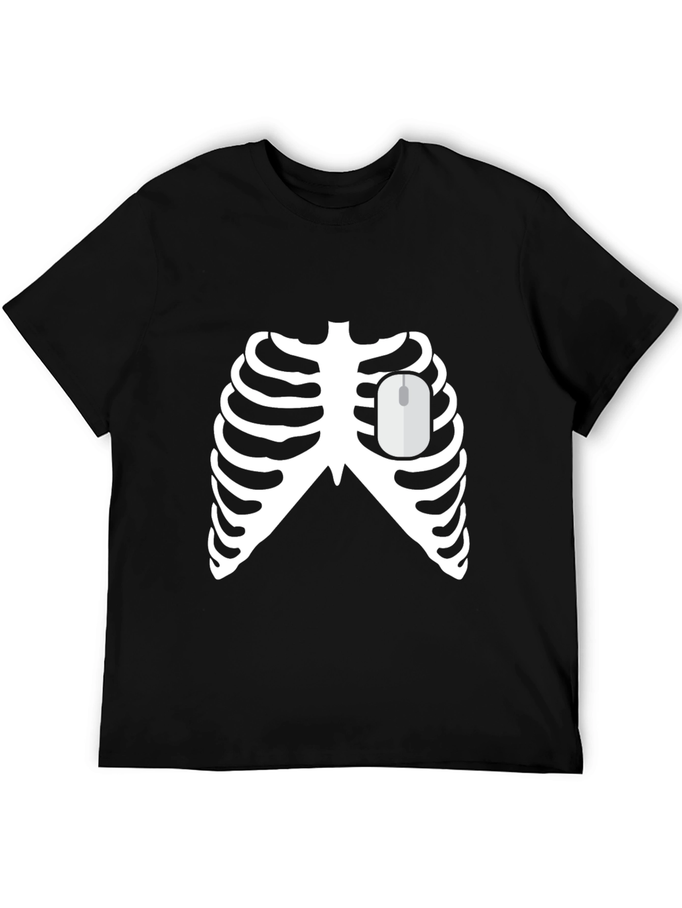 Skeleton Ribcage with Mouse Heart Funny Graphic Tee
