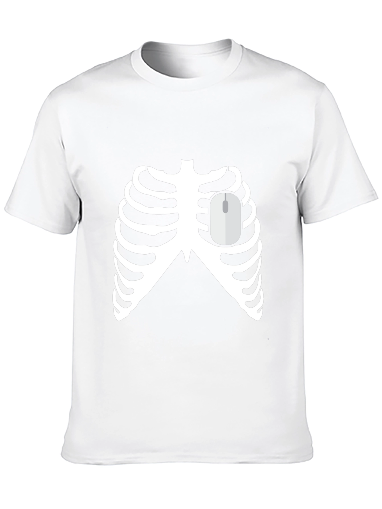 Skeleton Ribcage with Mouse Heart Funny Graphic Tee